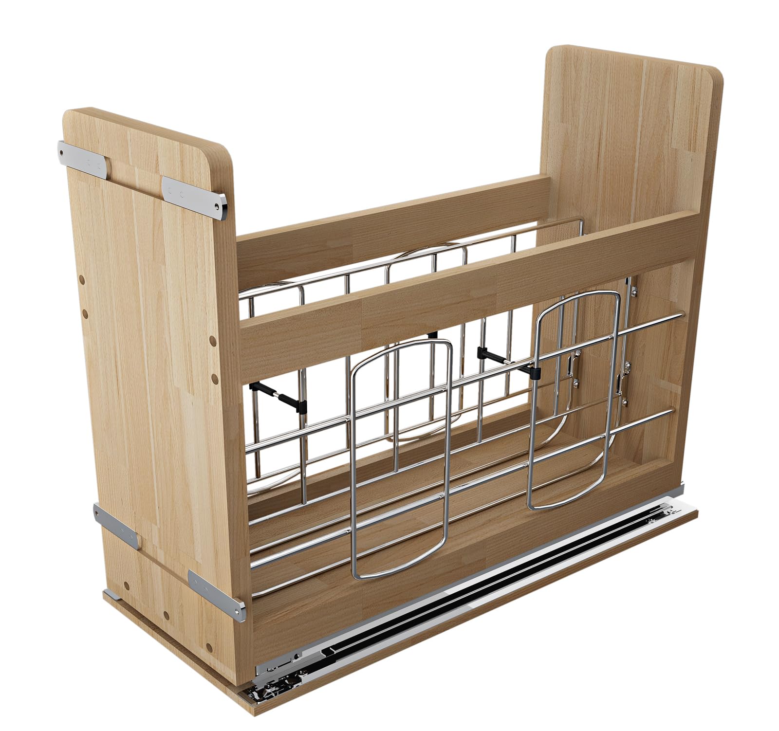8 * 22 in Pull Out Wooden Bakeware Organizer Shelf for Base Kitchen Cabinets, Heavy Duty Cabinet Pull Out Shelves for Baking Sheets, Cookie Sheets, Foil and Wraps
