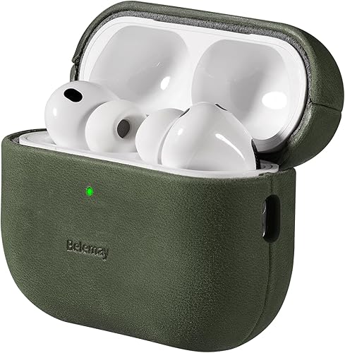Belemay Estuche de cuero Crazy Horse artesanal para AirPods Pro de 3ª generación (2025), estética vintage, efecto bicolor, pátina única, compatible