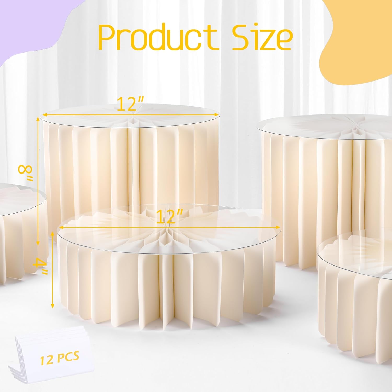 Buffet Risers and Stands, Acrylic Risers Display Stands, Dessert Table Display Set, Wedding Cake Stand, Acrylic Cupcake Stand, Cylinder Stands for Party, Birthday Cake Stands for Party (White, 6 Pack)