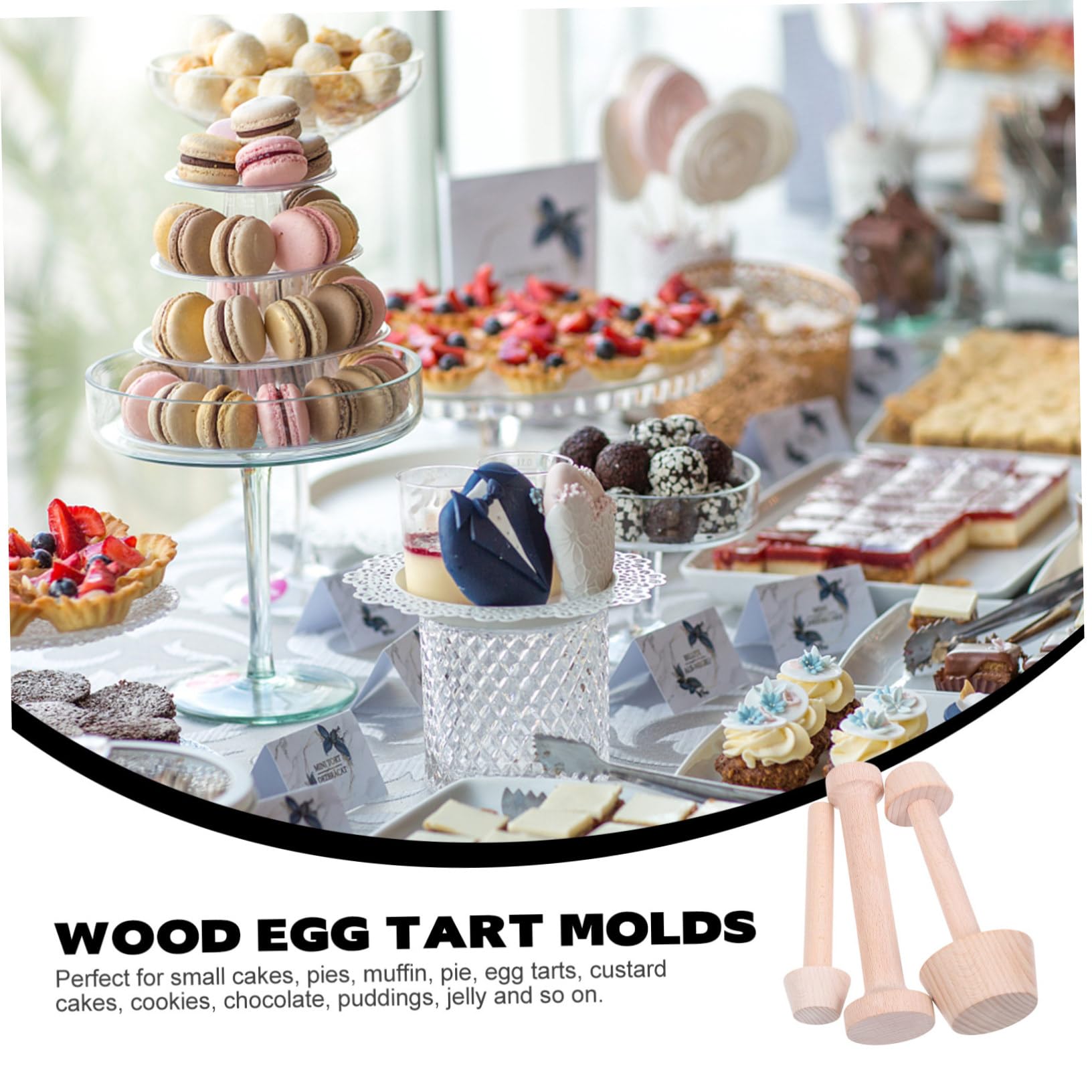 Amosfun 9 Stk Eierkuchenbodenform Mini-Törtchenformen Madeleine-Schimmel Tortenform Eierkuchenform muffinbackformen muffin backblech doppelseitiger Tortenstampfer Küchengerät hölzern