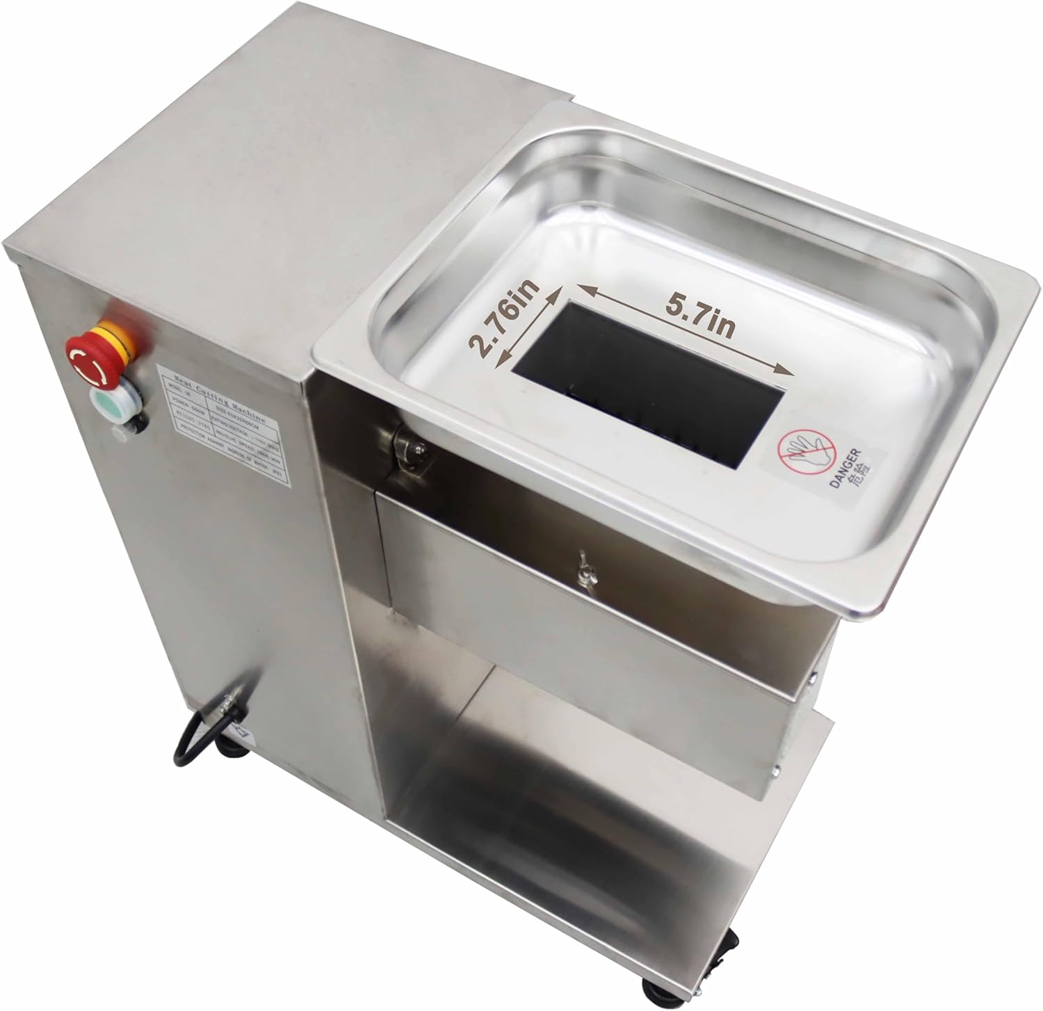 TECHTONGDA 3mm Commercial Meat Slicer Cutting Machine Electric Meat Cutter Shredded Diced for Steak Beef Pork 5.7×3inch Feed Inlet QE 110V 550W 500Kg/Hour