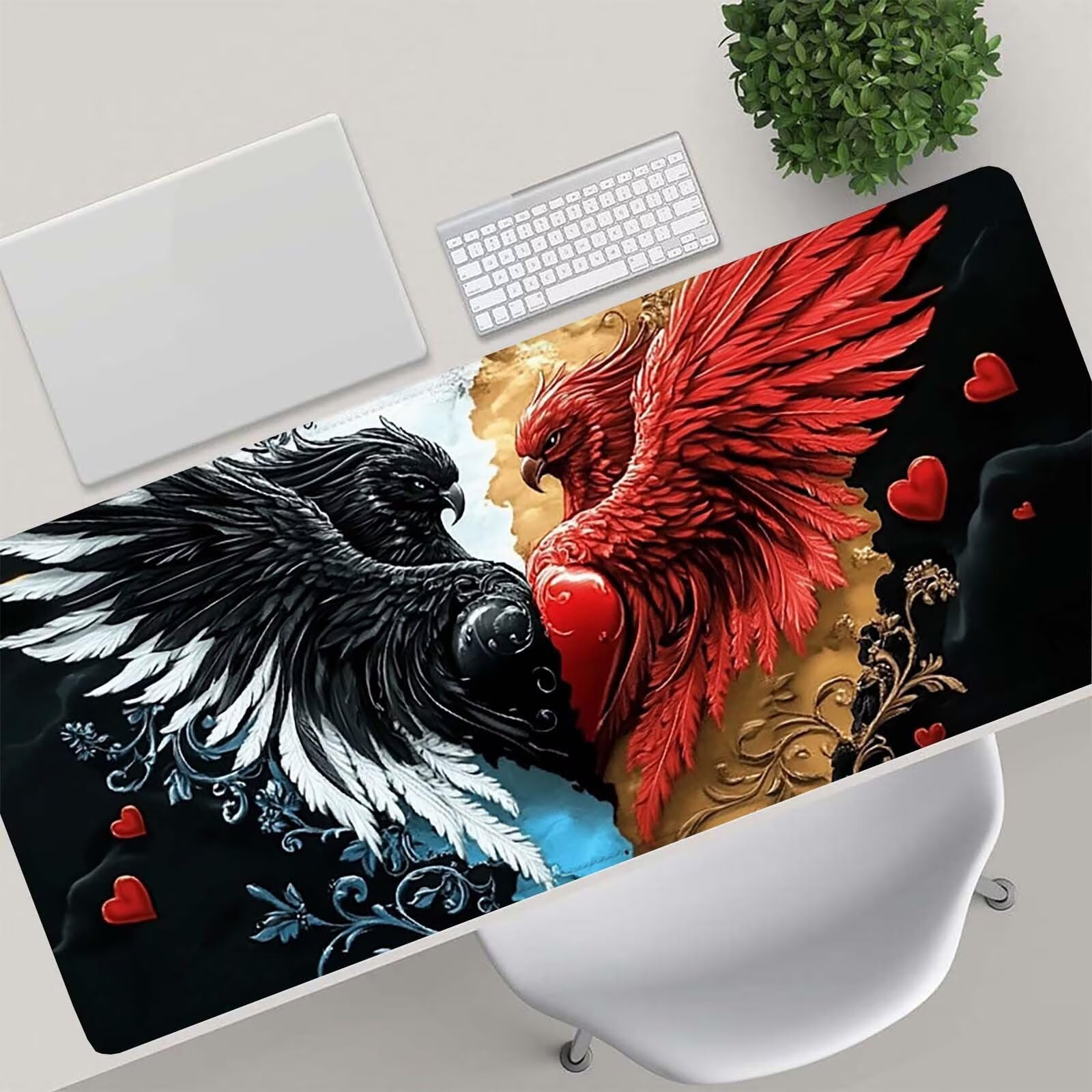 Tappetino Mouse Gaming, 1200x600mm Tappetino Mouse XXL nero 0c0-315 | Mouse Pad Grande, Ottimizzato per i Sensori da Gioco, Migliora Precisione e Velocità, per Mac e PC, rosso