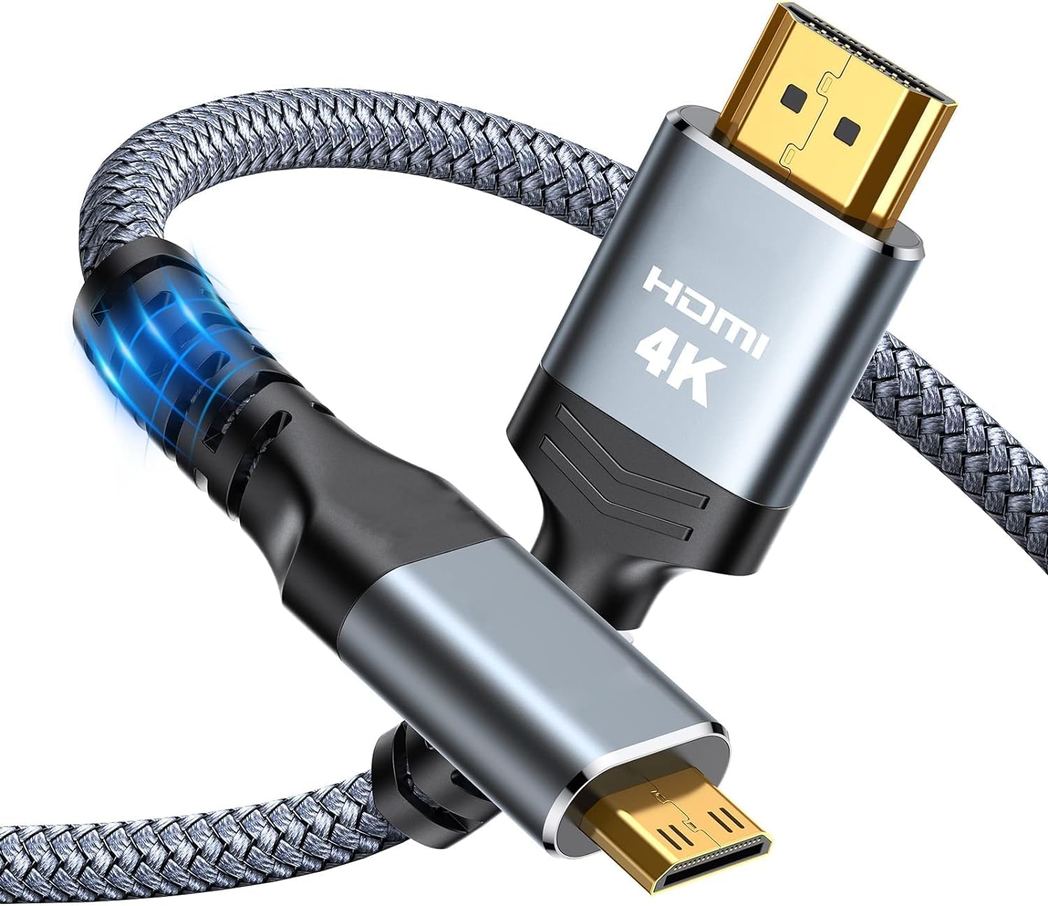 ETZIN Mini HDMI to HDMI Cable 6.5FT, 4K 60Hz High Speed HDMI to Mini HDMI Cable Male 2.0 Cord, for HDTV, Tablet, Camera and Camcorder [Aluminum Shell, Nylon Braided]-image-14