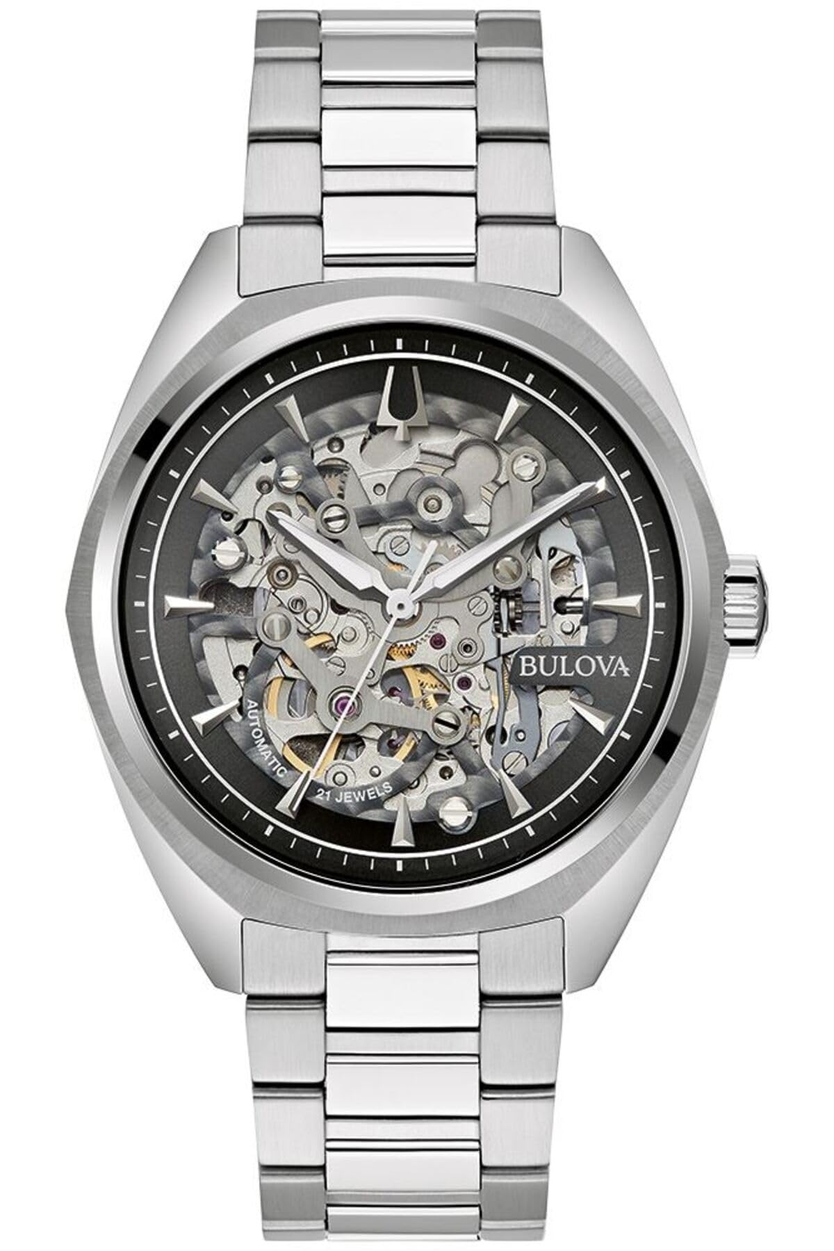 Bulova Orologio analogico automatico da uomo, con cinturino in acciaio inox, 96A293, Nero, Bracciale