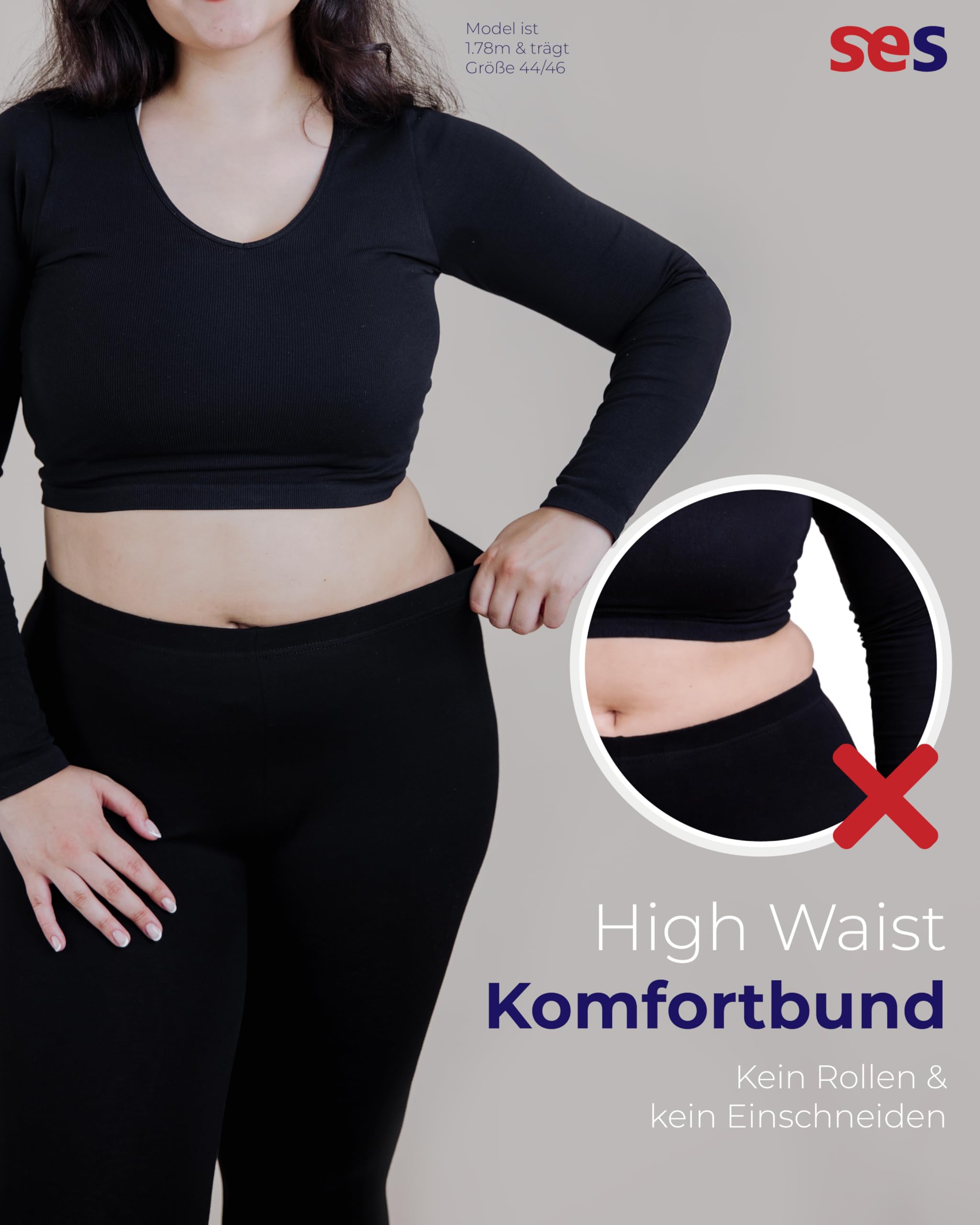 SES Legginsy damskie Capri 3/4, 2 sztuki, bawełna