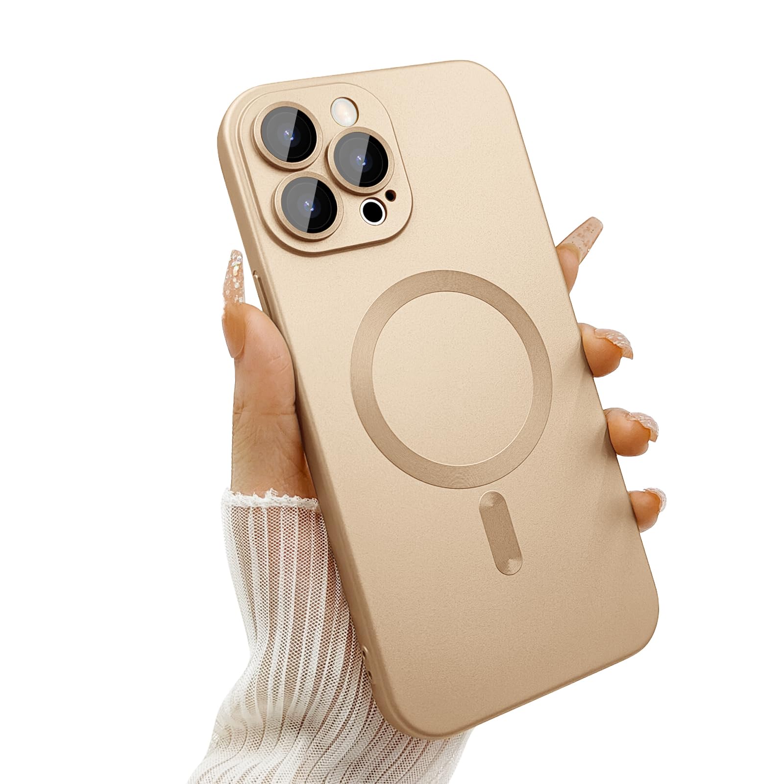 Photo 1 of ankofave Magnetic Case for iPhone 15 Pro - Champagne Gold