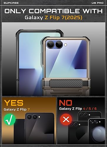 Miniatura 2 de SUPCASE Funda para Samsung Galaxy Z Flip 7 con soporte integrado y clip para cinturón (Unicorn Beetle Pro), protección de bisagra protector de