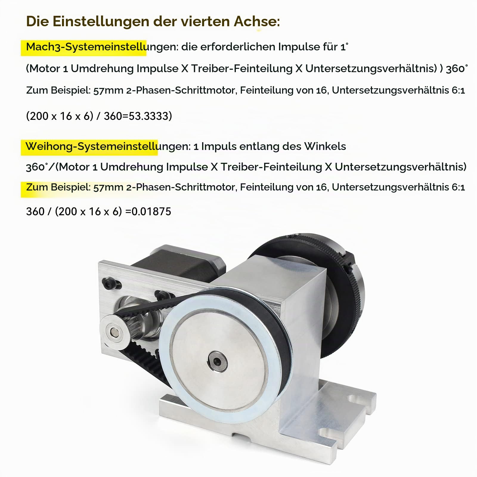 RATTMMOTOR CNC Drehachse,4.Achse Mit Reitstock Dreibackenfutter K11-65mm