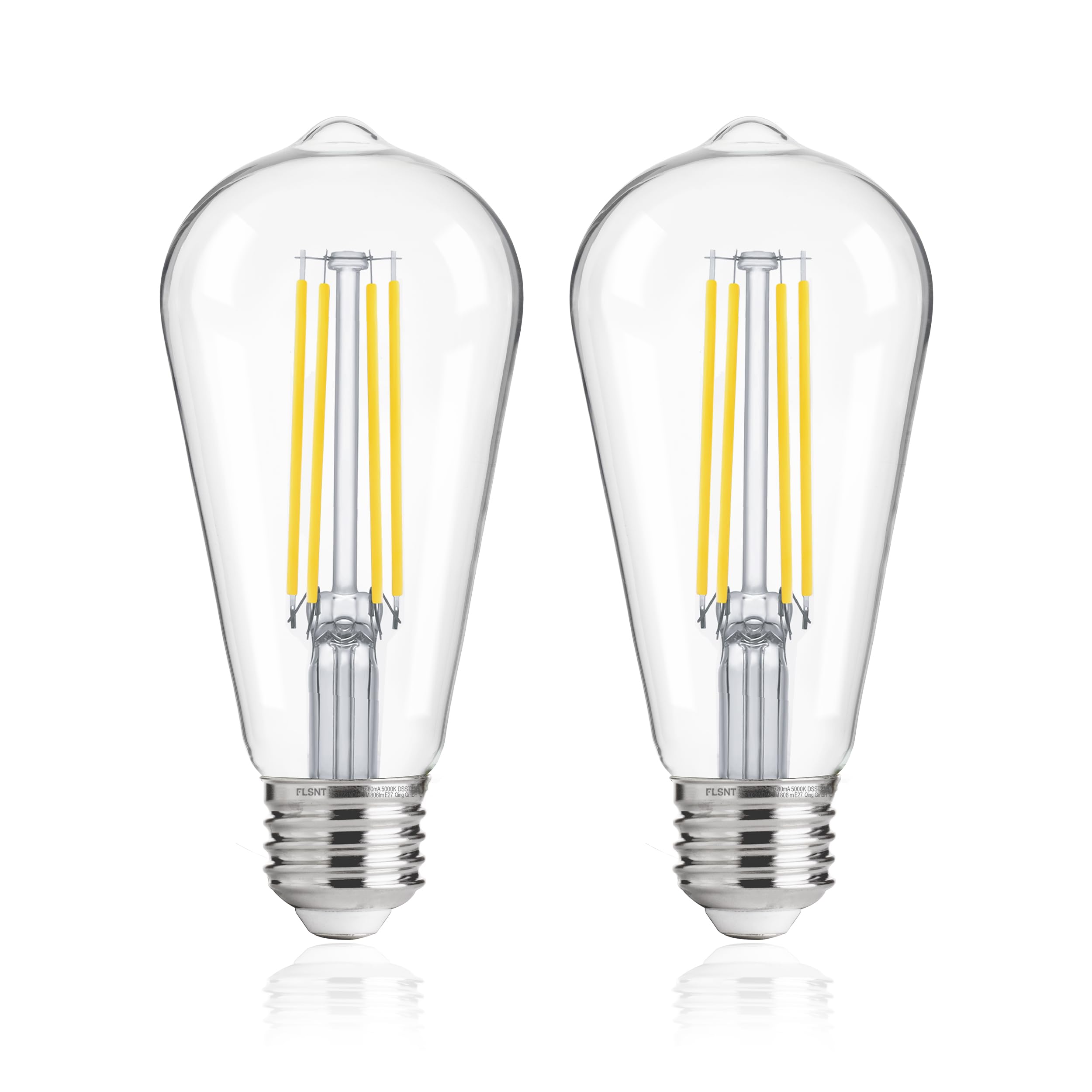 FLSNT Outdoor Light Sensor Dusk to Dawn Light Bulbs 60W Equivalent, 7W ST64 LED Edison Screw Bulb, Automatic On/Off