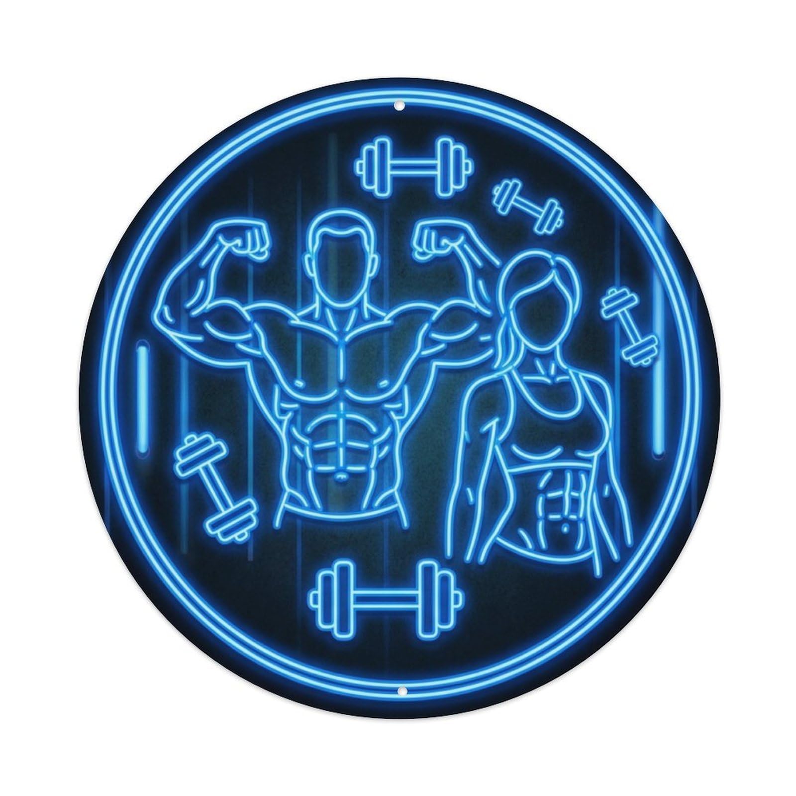 Yrnq 8X8inch Vintage Style Vintage Faux Neon Gym Retro Bodybuilding Fitness Shredded Metal Tin Sign