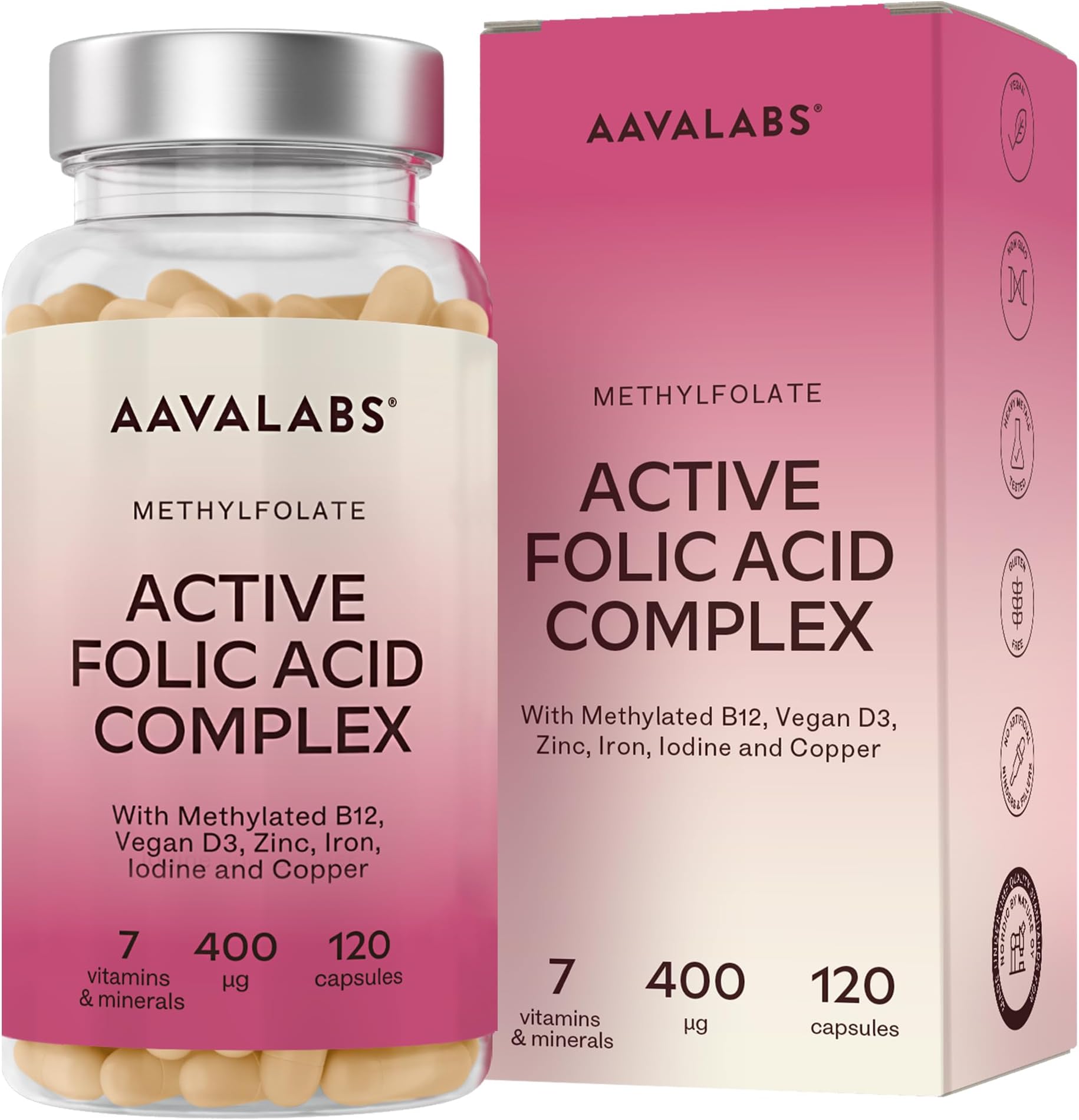 Folic Acid Pre Pregnancy Vitamins for Women- Pregnancy Supplements with Folic Acid 400 mcg- Postnatal & Breastfeeding Vitamins with Vitamin D, B12,Zinc,Iodine,Copper & Iron-Prenatal Vitamins for Women