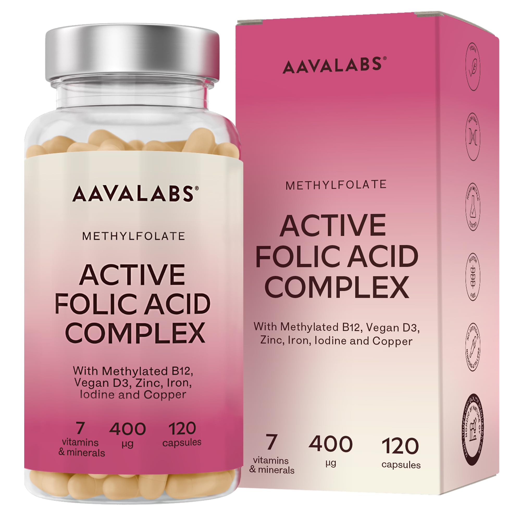 Folic Acid Pre Pregnancy Vitamins for Women- Pregnancy Supplements with Folic Acid 400 mcg- Postnatal & Breastfeeding Vitamins with Vitamin D, B12,Zinc,Iodine,Copper & Iron-Prenatal Vitamins for Women