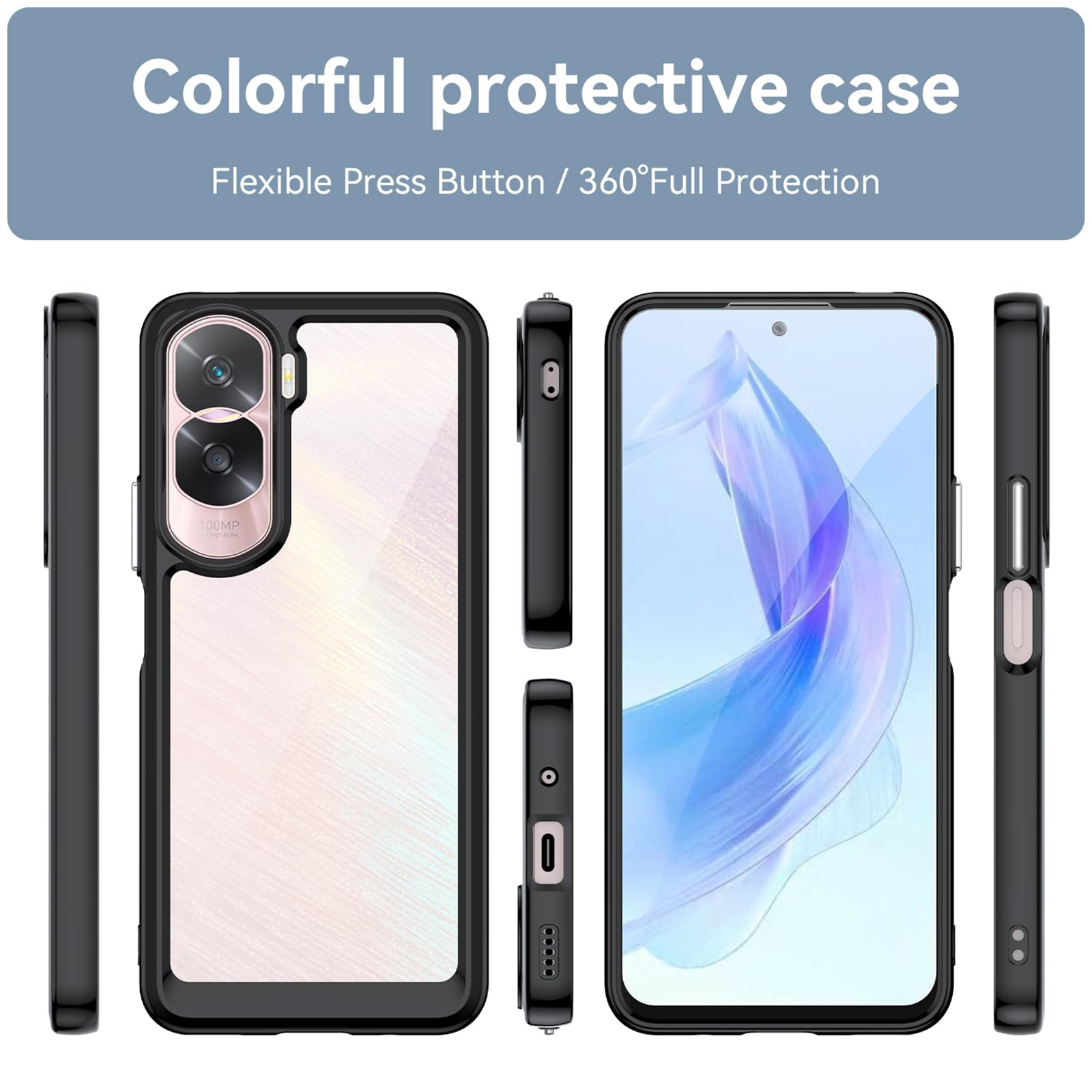 COMAKU Cover Armor per Honor 90 Lite 5G, Custodia TPU+PC Antiurto con