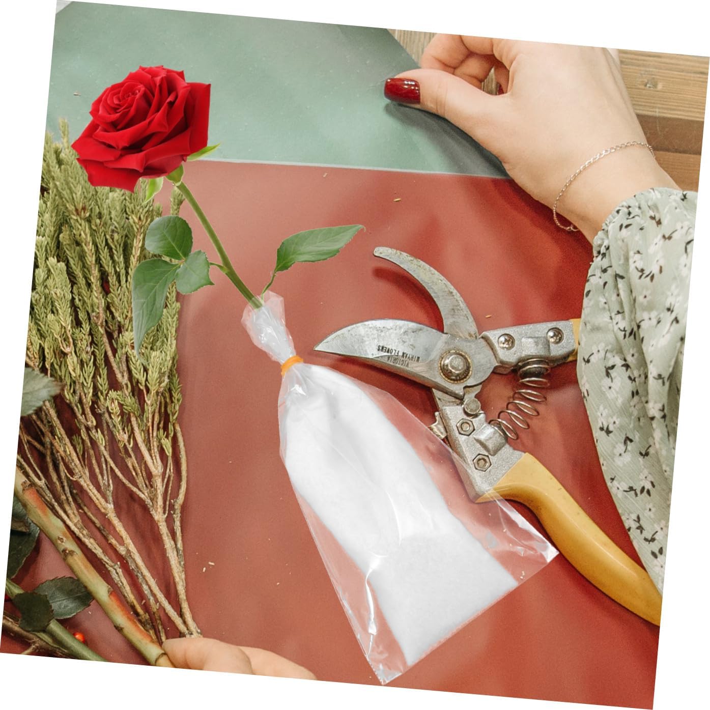VOSAREA 5sets Flower Water-retaining Bags Cellophane Bouquet Wrapping Materials Flower Cotton for Weddings and Celebrations