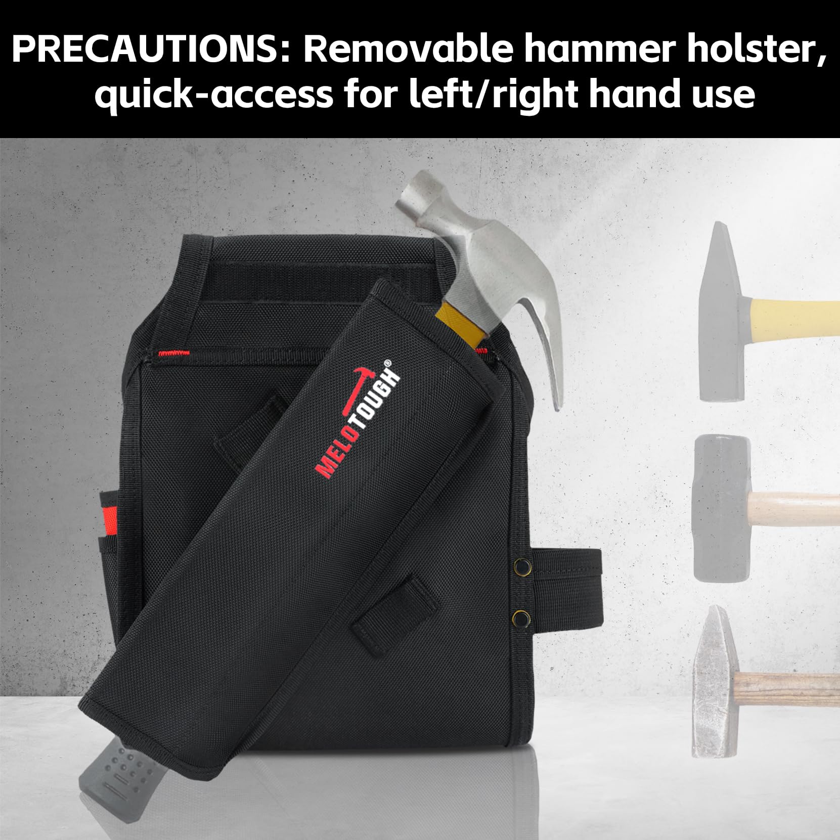 MELOTOUGH Cinturón de herramientas con tirantes, bolsa de herramientas para electricista, tirantes, marcos, delantal, cinturón de herramientas, bolsa de herramientas de construcción, tirantes