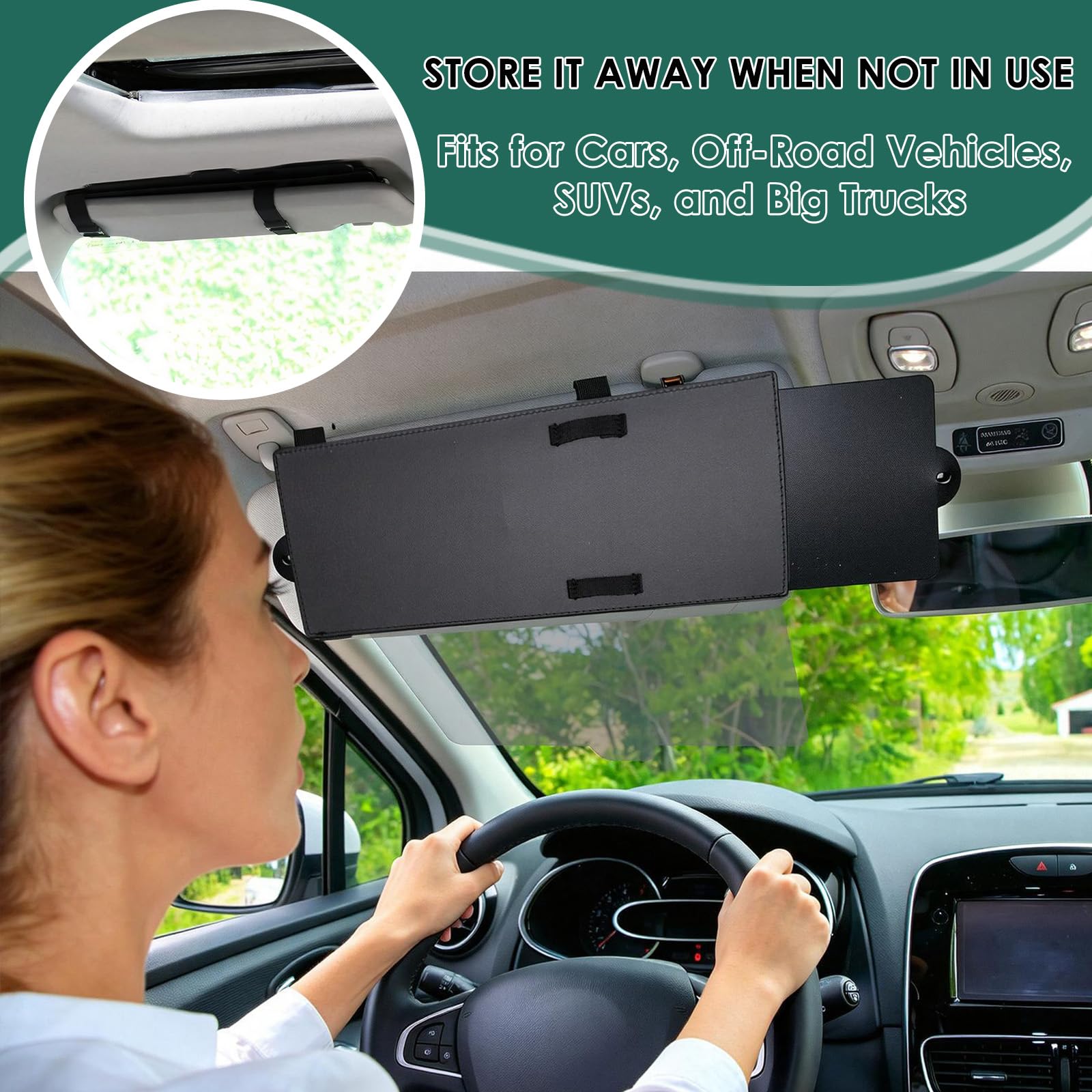 KOUHA Estensore Parasole Auto Aletta Parasole Universale con Protezione dai Raggi UV Antiriflesso Estensore Alette Parasole Auto per Driver o Sedile Anteriore Passeggero