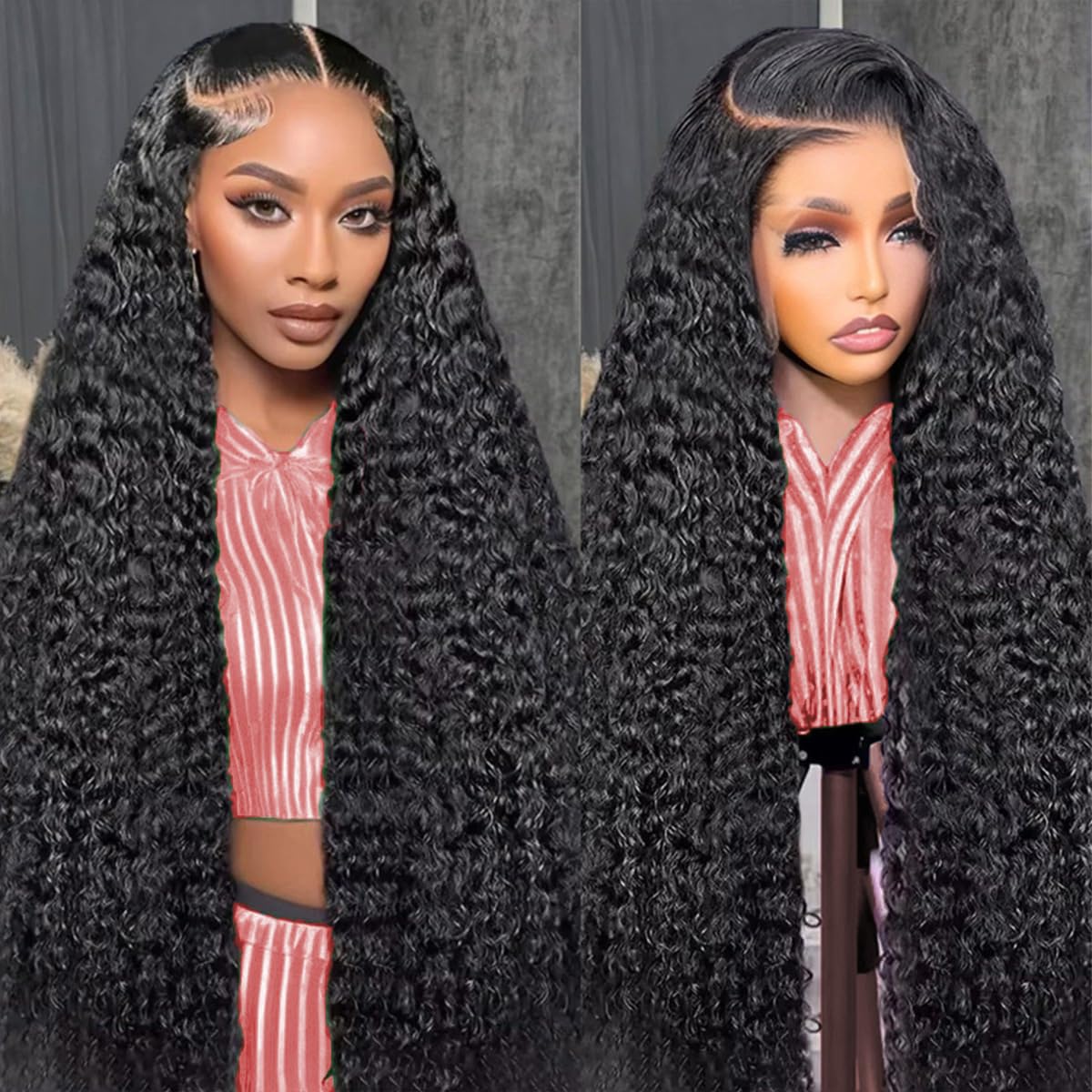 Vamzee 30 Inch Deep Wave Lace Front Wigs Human Hair 210 Density 13x6 HD Lace Front Wigs Pre Plucked Brazilian Curly Human Hair Wig Glueless Frontal