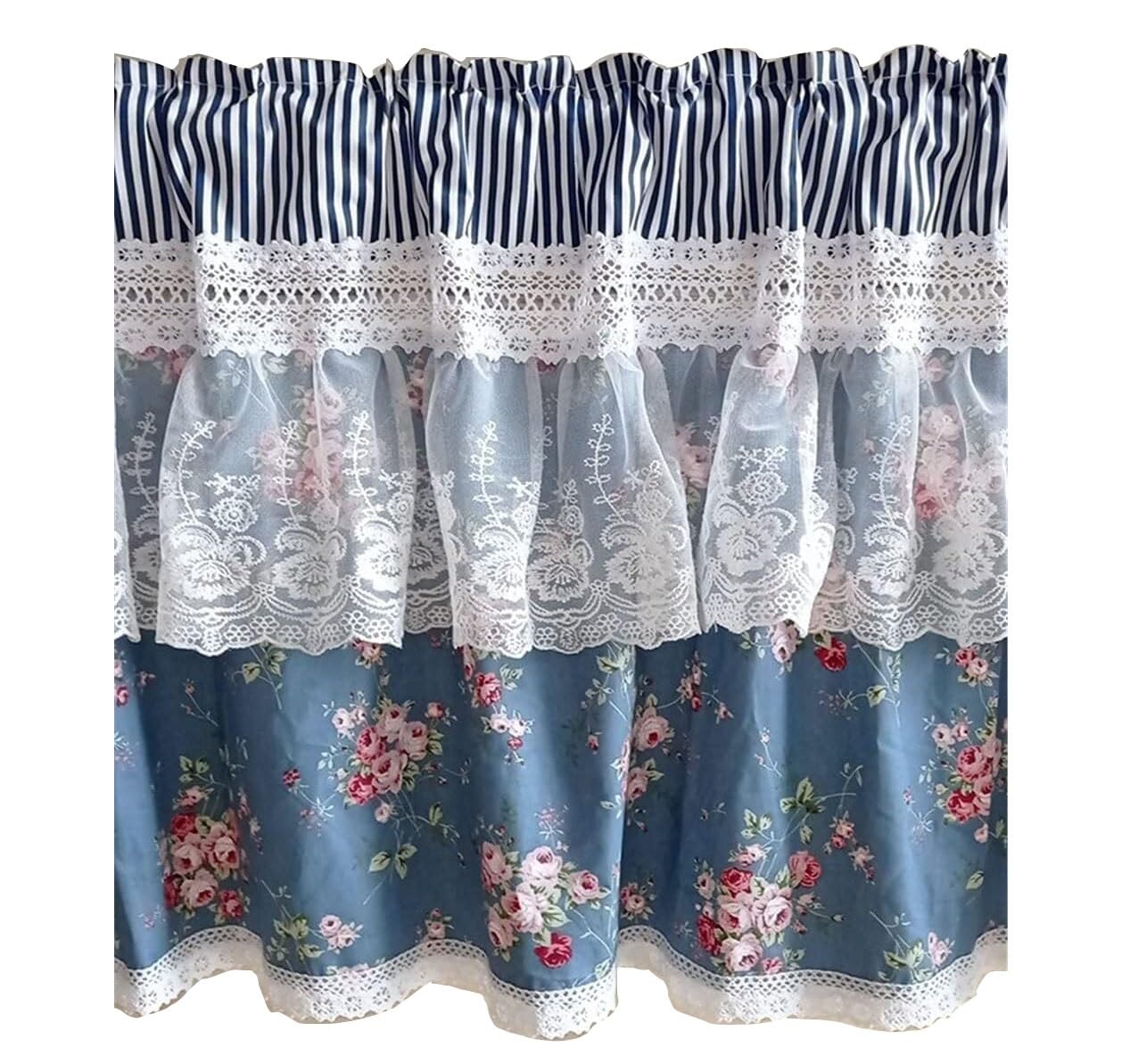 Rideaux occultants courts for chambre à coucher, rideau court for cuisine, rideau de café floral en coton, rideau de fenêtre court en dentelle de style campagnard, cantonnière for salle de bain, bibli