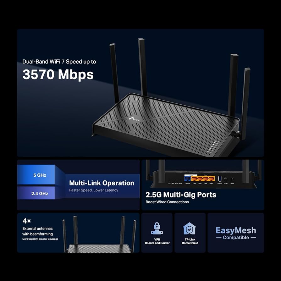 Amazon.com: TP-Link Dual-Band BE3600 Wi-Fi 7 Router Archer