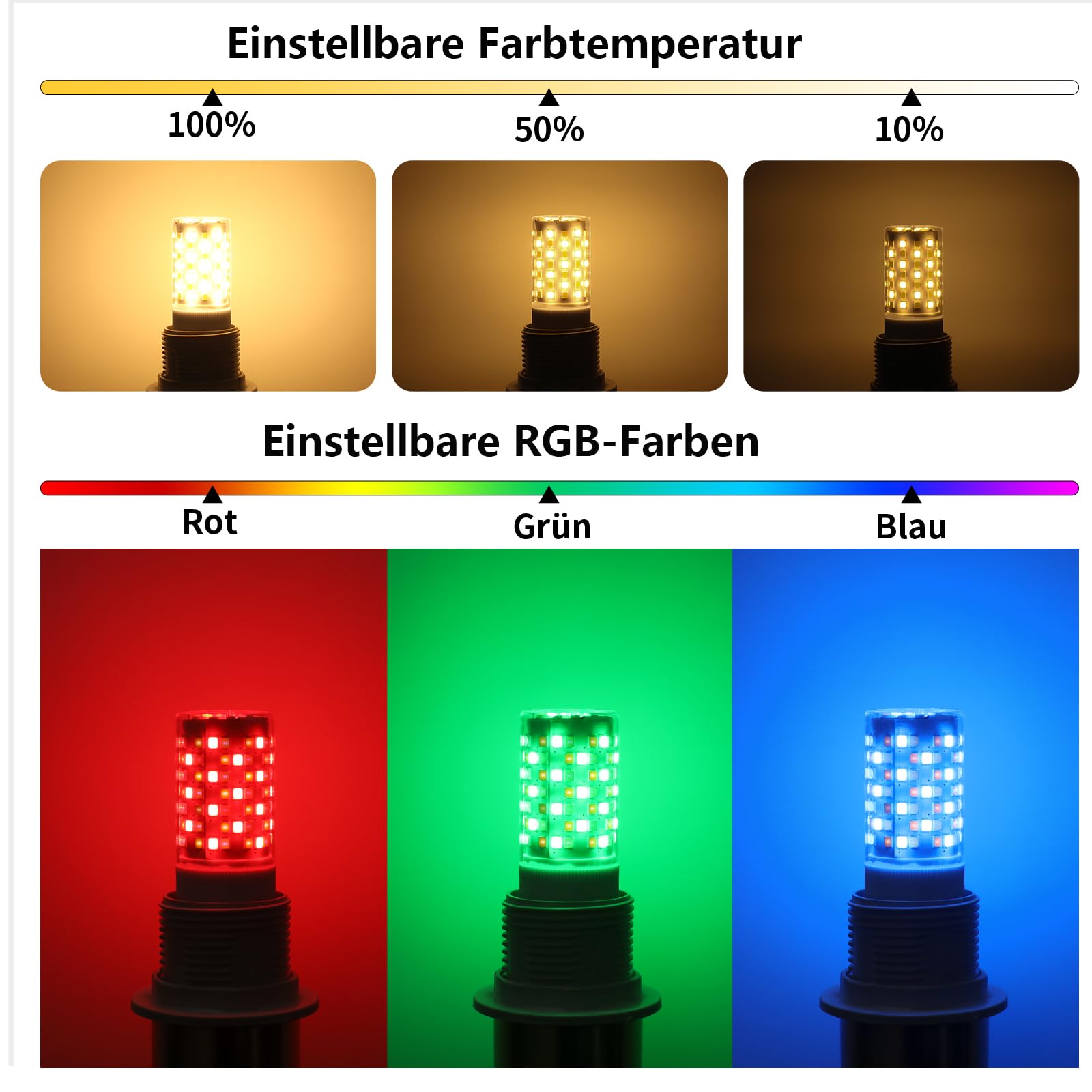 I-SHUNFA E27 RGB LED intelligente Bluetooth Lampen 7W 750LM, AC 230V | Helligkeit & Farbtemperatur einstellbar, 16 Millionen DIY-Farben, mehrfarbige Beleuchtung dimmbar (3 Pack With Fernbedienung)