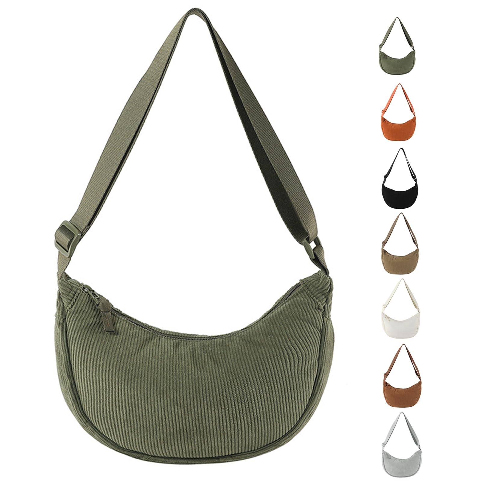 GoPaw Damen Cord Crossbody Halbmond Tasche - Einstellbarer Schultergurt, Lässig für Jeden Anlass