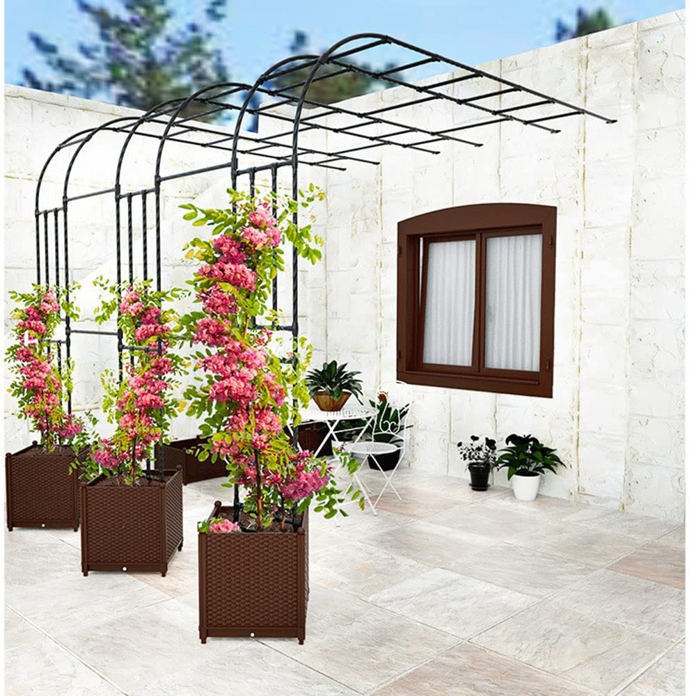 Metall Gartenbögen Rankgitter für Rosenpflanzen - Wandmontage Pergola mit Schwerlaststütze, witterungsbeständiges Harz - Perfekt für Gartendekoration und Pflanzenunterstützung