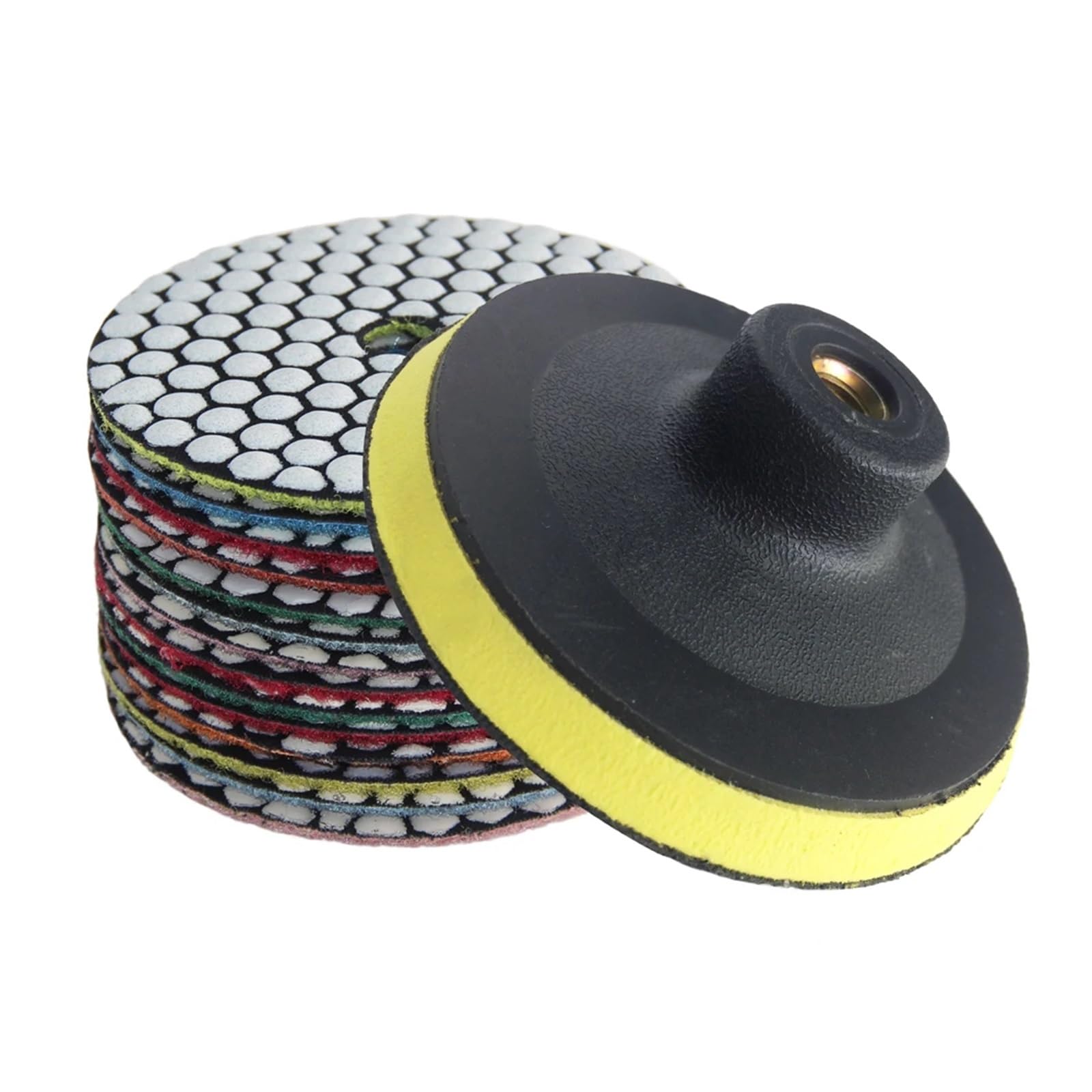 Diamentowe podkładki polerskie, 3-4 cale, żywica diamentowa, 7-ziarnista, polerowanie na sucho, gąbka, 10 sztuk, do granitu, marmuru, kamienia, ceramiki(7step and Backer Pad,3 inches)