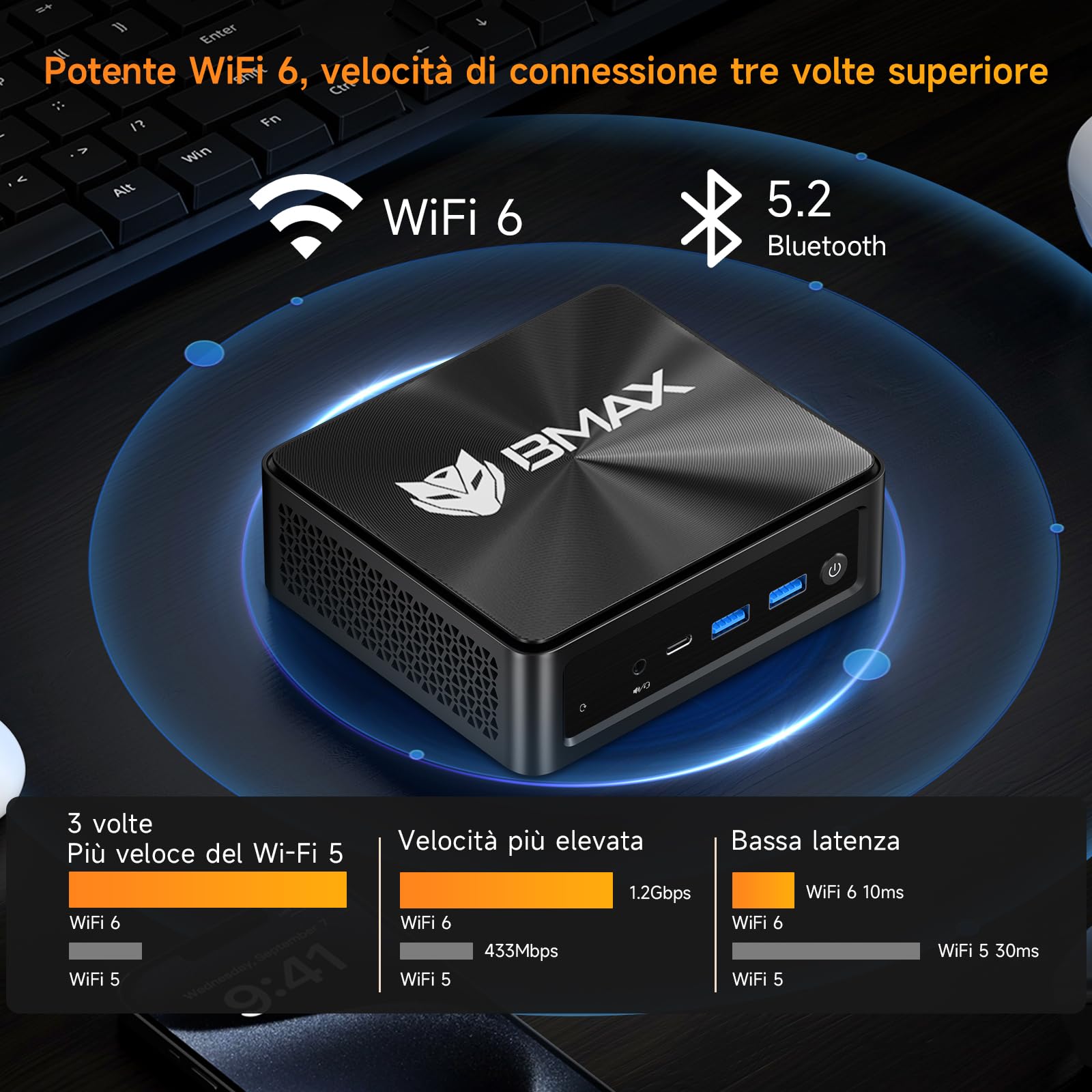 BMAX B7Apro Mini PC AMD Ryzen 5 7430U(6C/12T,Fino a 4.3 GHz), Mini Desktop Computer, 16GB DDR4 RAM 512GB NVMe SSD, Win 11 Pro, 4K@60Hz Triplo Display/WiFi 6/BT5.2 Micro Gaming PC, Per Ufficio, Studio