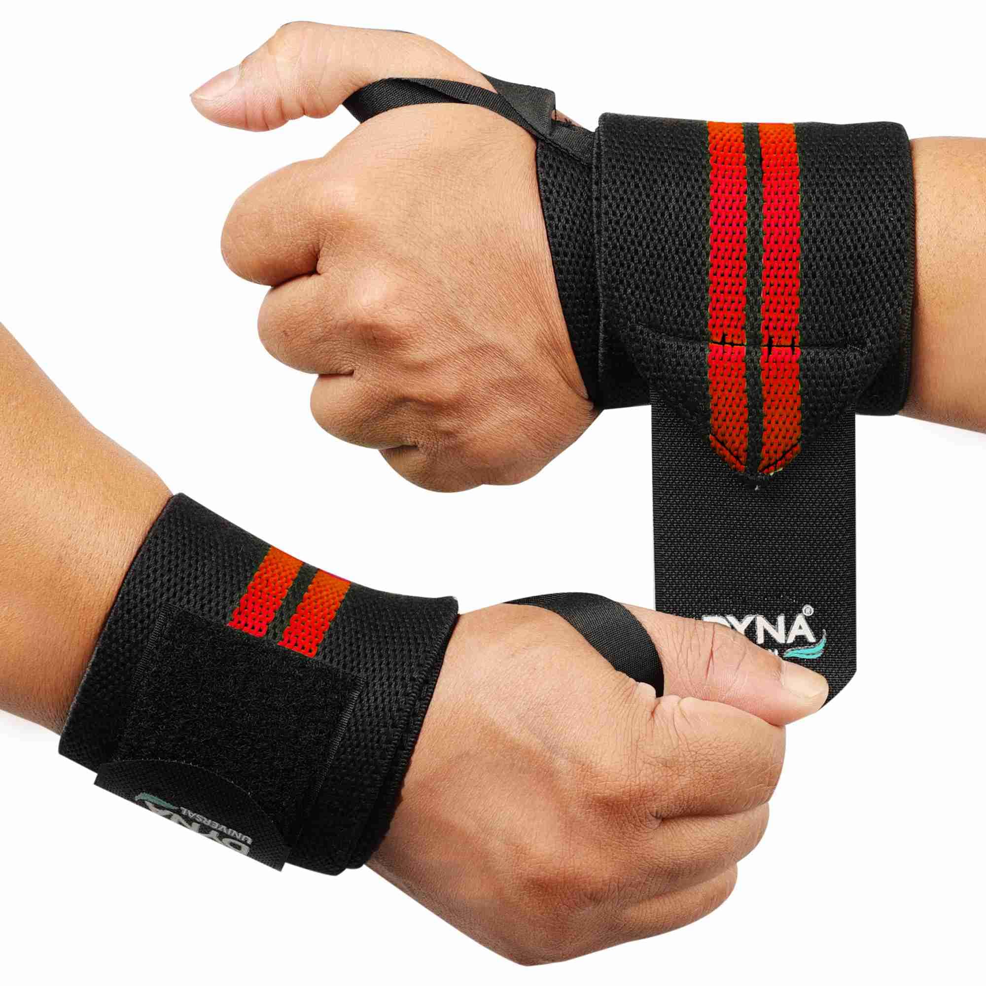 Dyna Weight Lifting Wrist Wrap | With Thumb Loop Strap | For Gym & Workout | Made of Velcro and Elastic | For Men & Women | Set of 2 | Red (B0CCVLFPZ3) Amazon Price History, Amazon Price Tracker