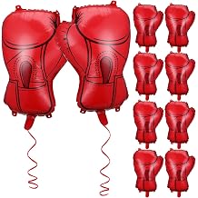 Didiseaon 10pcs Boxing Glove Balloons Set, Red Foil Punching Balloons for Birthday Decorations, Sports Party, Wrestling Event Favors, Boxing Match Accessories
