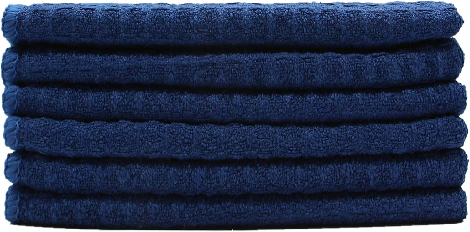 VeraSong Microfiber Kitchen Cleaning Cloth Thick Dish Rags Waffle Weave Washcloths Dish Cloths Ultra Absorbent Odor Free 12inch X 12inch 6 Pack Navy Blue