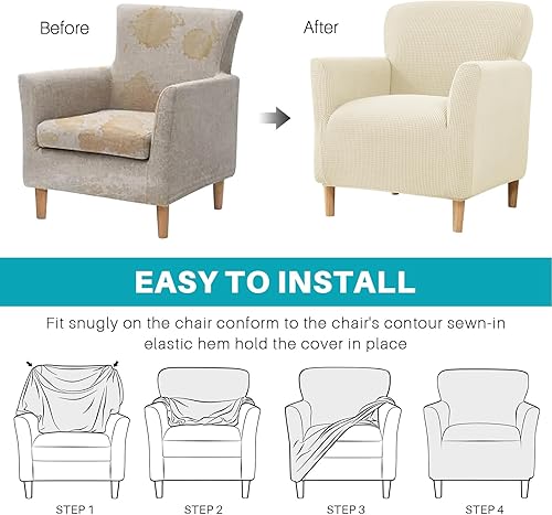 Vista 6 de MIFXIN Fundas para sillón de banquete, funda suave y elástica de jacquard con brazos, elástica antideslizante, funda de sofá, protector de muebles