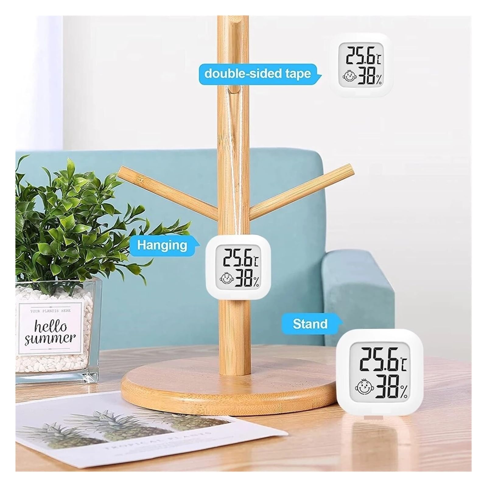 Paquete De 4 Minitermómetro Digital For Interiores, Higrómetro, Medidor Humedad La Habitación, Pantalla LCD, Sensor Temperatura Y Preciso Rápido Monitorización Tiempo Real(4Pcs Pink)