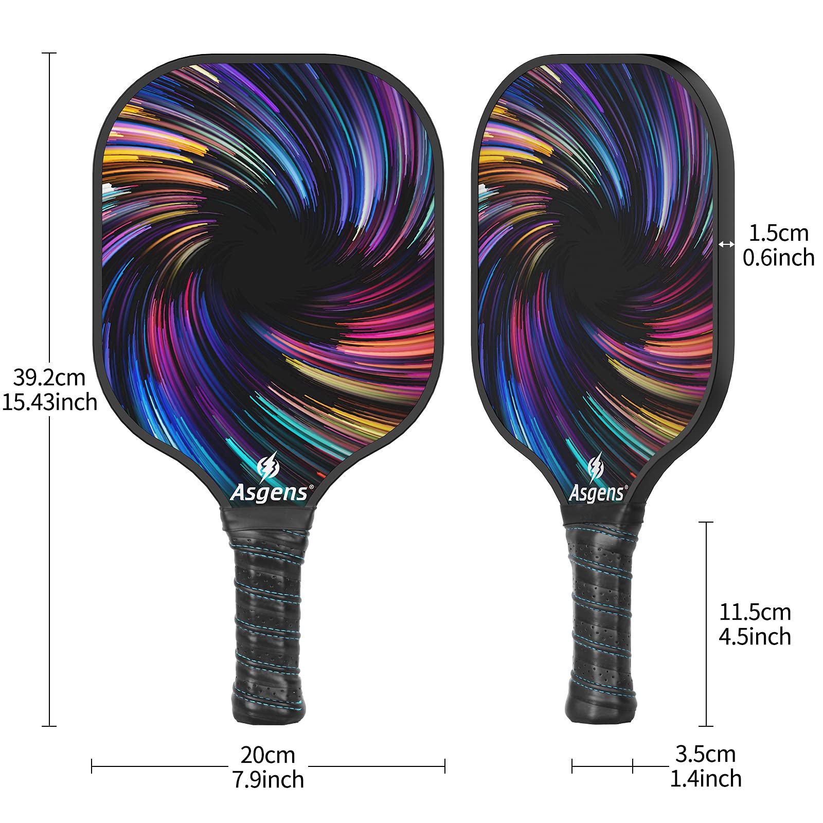 USAPA Pro - Set di 2 racchette da pickleball da pickleball in grafite, leggere, con 1 borsa per il trasporto portatile con 4 palline, per esterni e interni