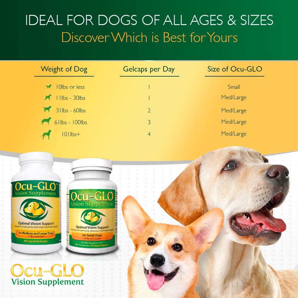 Ocu-Glo Nahrungsergänzungsmittel für Hunde und ihre Augen Kapseln für die Augenpflege mit Traubenkernextrakt, Lutein, Omega-3 Fettsäure, Vitaminen | Ergänzungsfutter gegen Augenprobleme