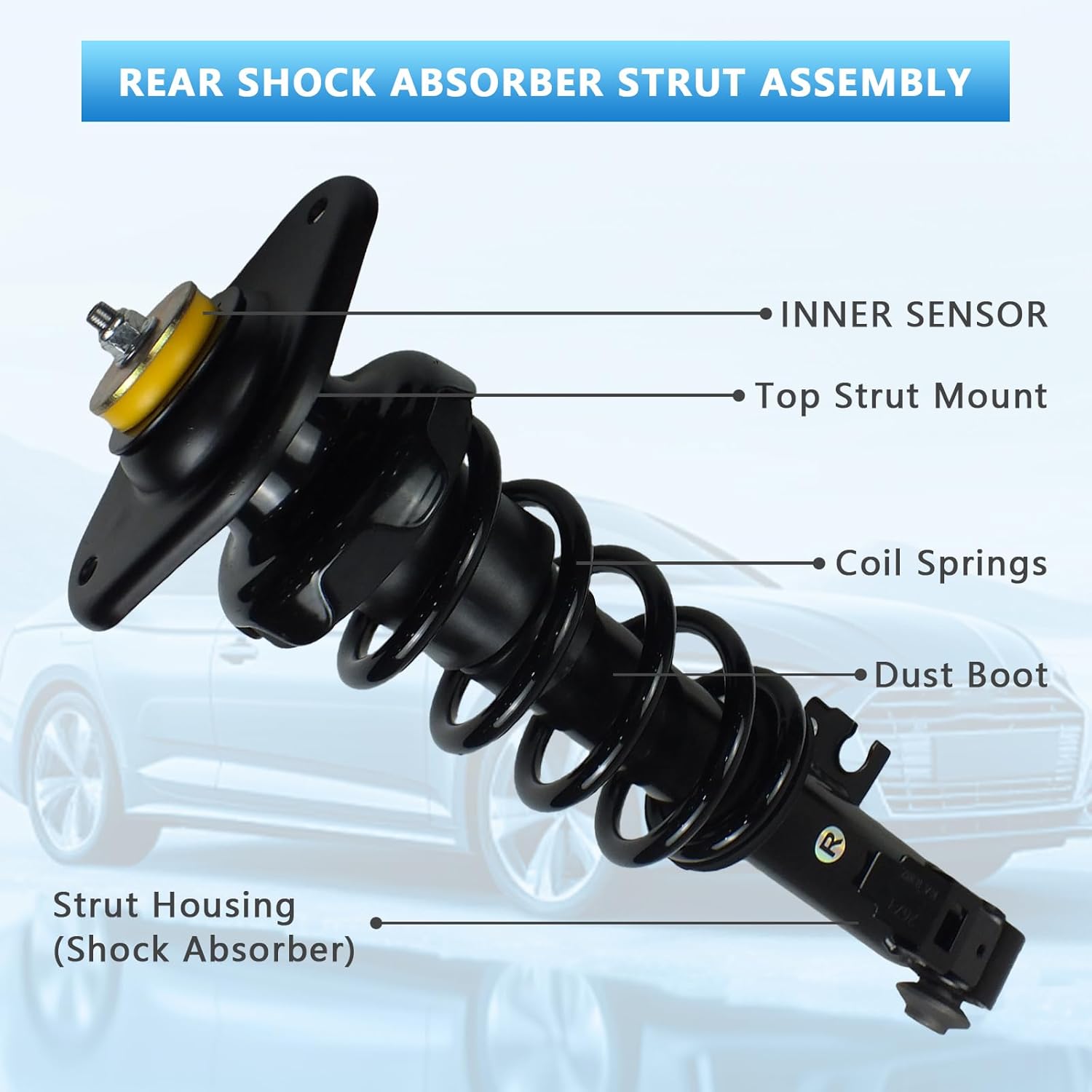 2 PCS Rear Shock Absorber Set Left & Right Compatible with Mini Cooper 2007–2015 — Replace OE# 33526778567, 33526778568