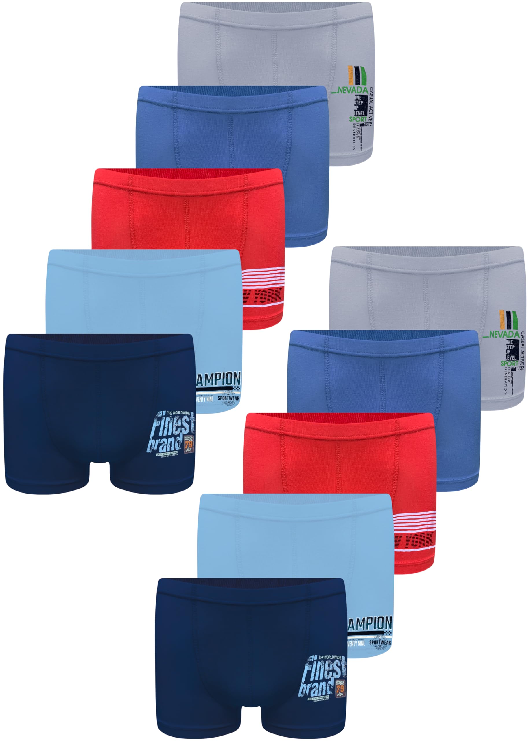 LOREZA ® 10 Boxers pour garçon sous-vêtements Culotte en Coton 2 à 15 Ans