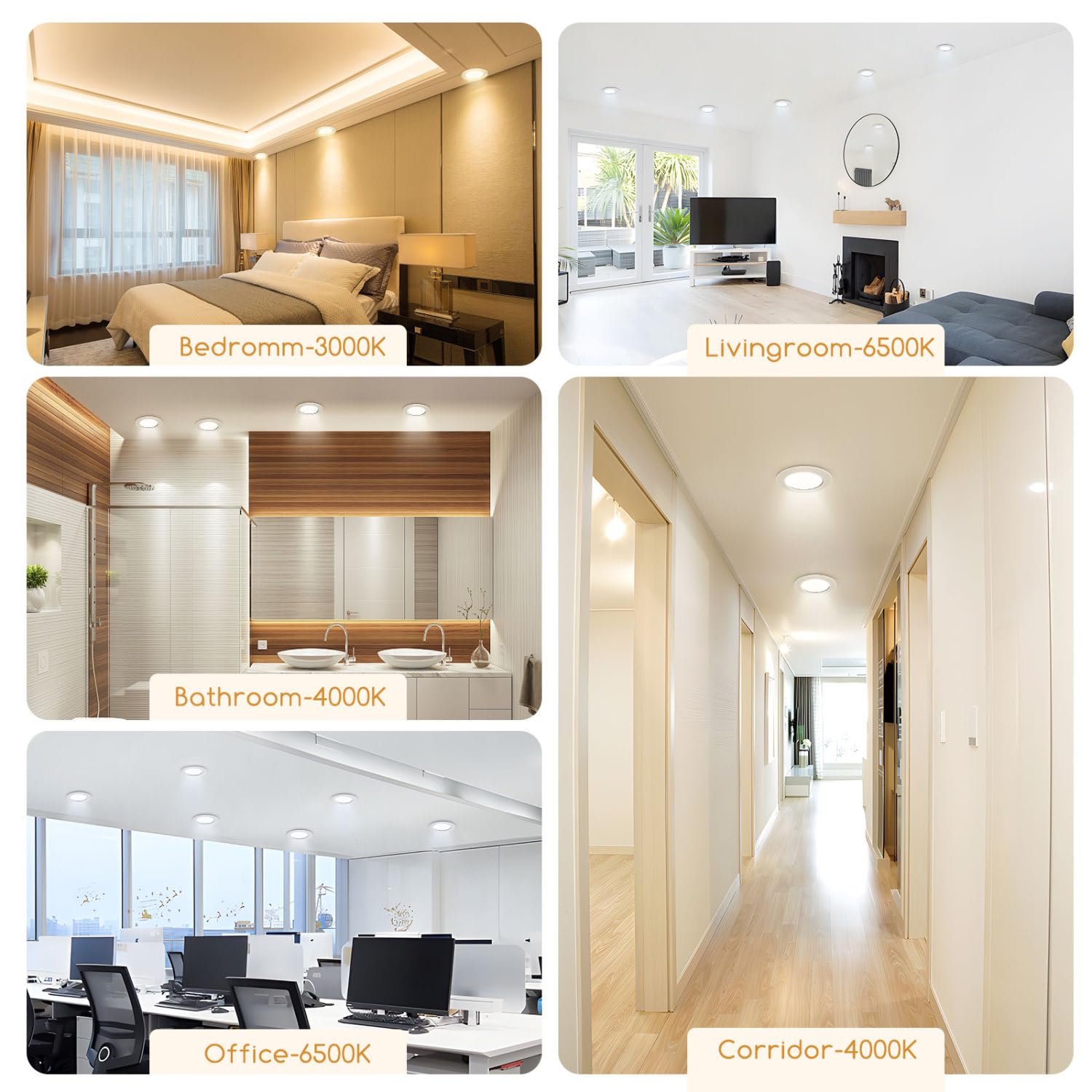 Aigostar Downlight led empotrable Redondo 6W equivalente 49W, 6500K Luz blanca fria, Blanco,foco empotrable LED,Ojos de buey de led, Ф95-100mm, 6 pack