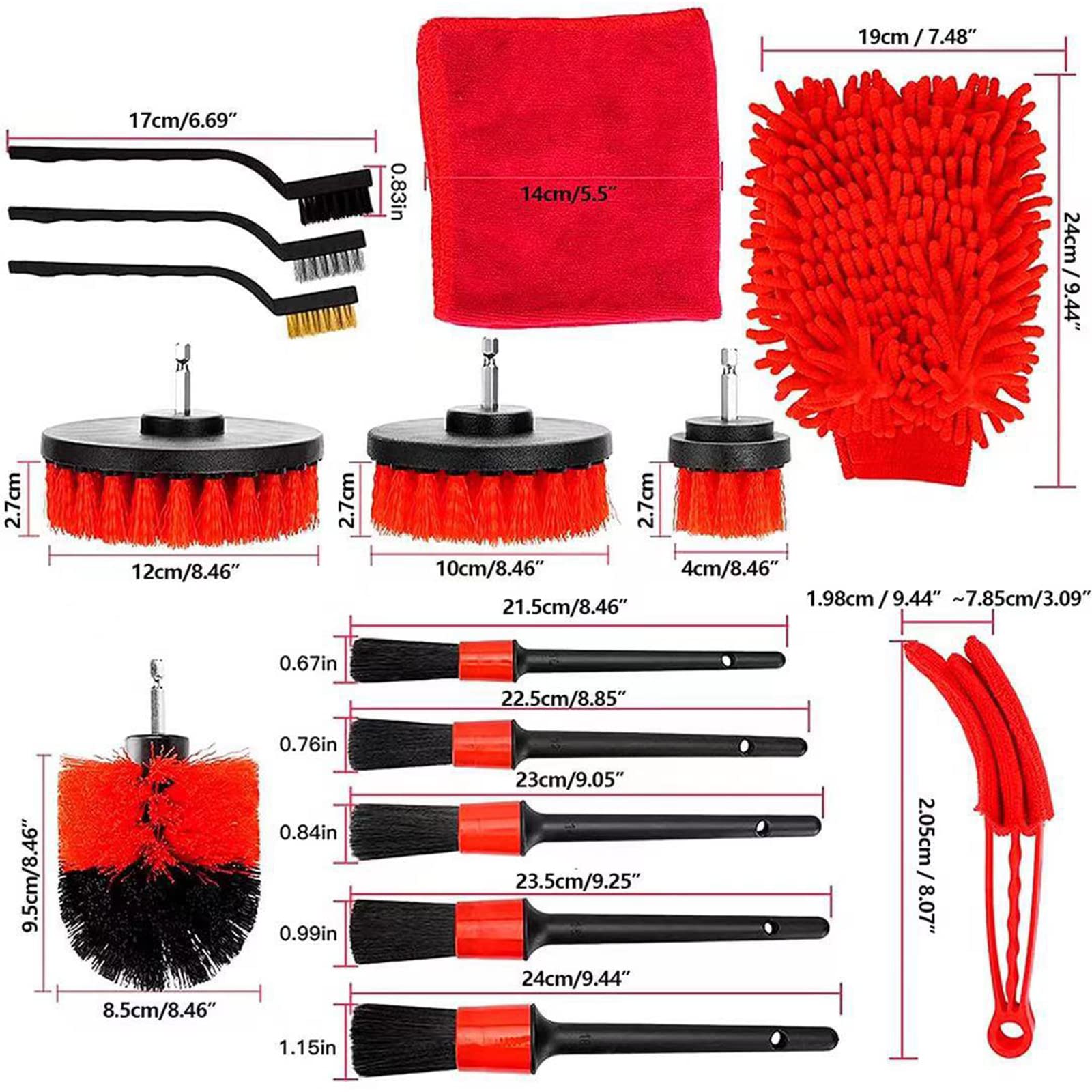 Auto Detaillierte Bürsten Radbürste Reifen Außen Innen Leder Lüftungskanäle Detailing Tool 16 Stück/Set