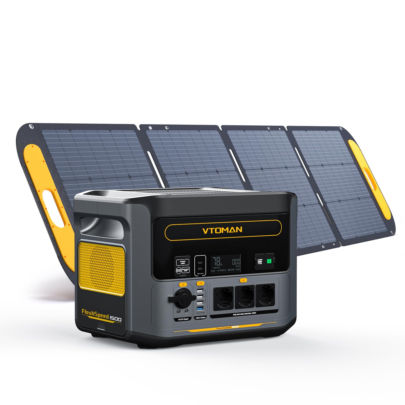VTOMAN FlashSpeed1500 Station Électrique Portable- 200W Pro Panneau Solaire