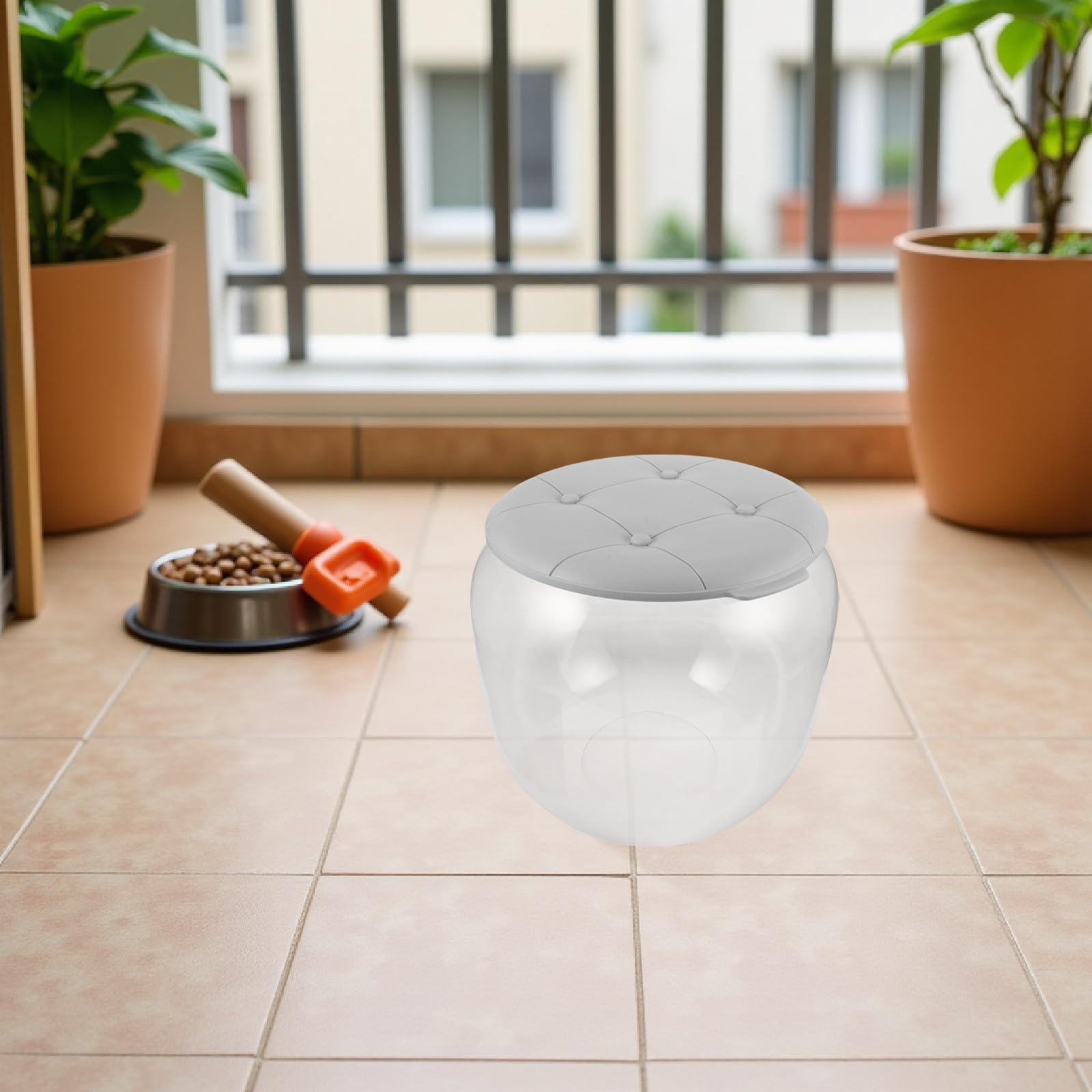 Veemoon Contenedor de Almacenamiento de Alimentos para Mascotas de 22l con Tapa de Plástico y Diseño de Taburete, Gran Capacidad Portátil Adecuado para Cocina y Dormitorio