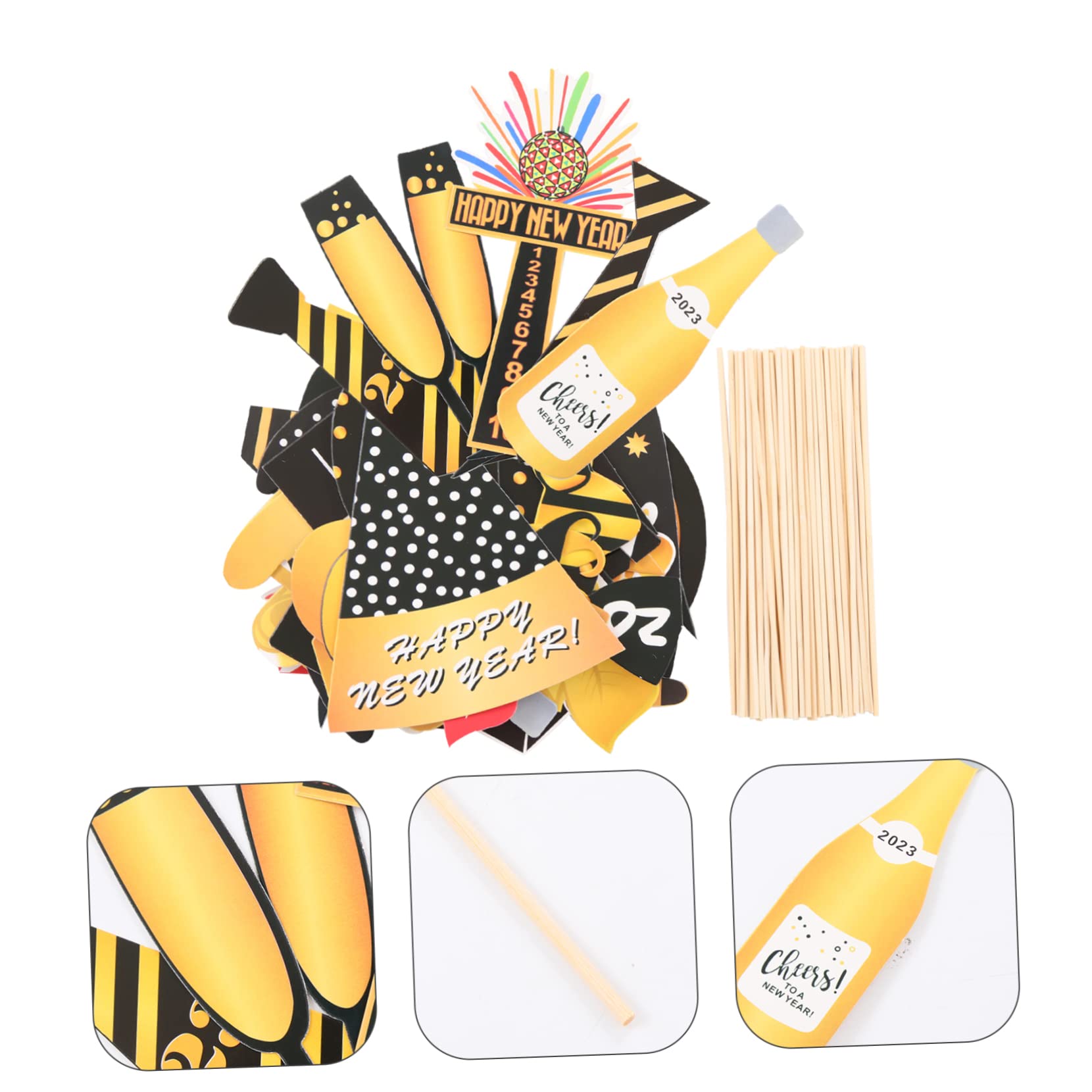 TOPBATHY 3 Set Unici Di Oggetti Di Scena Per Foto Di Capodanno 2023 Decorazioni Per Feste in Carta Portatile Per Momenti Memorabili 46 Pezzi * 3