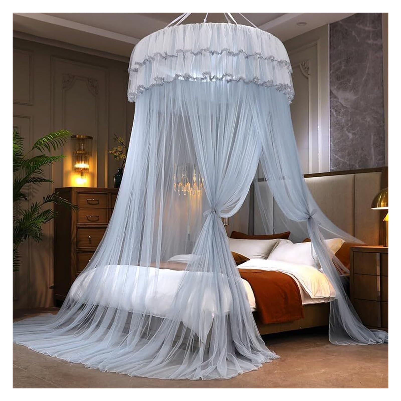 Baldaquin rond princesse en dentelle multicolore de haute qualité pour literie chic
