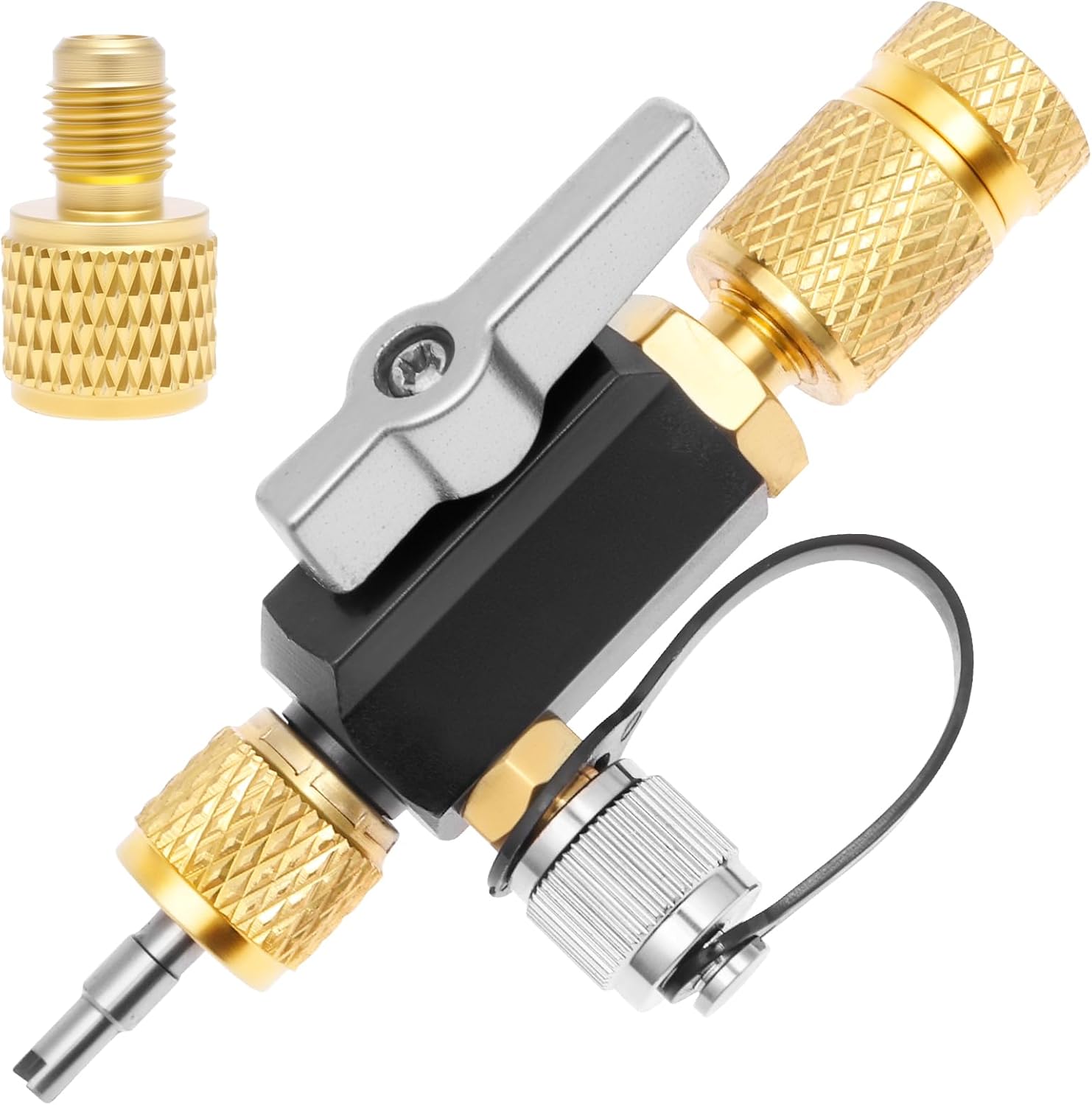 HVAC Valve Core Removal Tool, 1/4" & 5/16" Dual Valve Mega Flow Vacuum-Rated Valve Core Removal Tool, 20 Microns Vacuum Valve Core Remover Installer Tool for R22 R12 R407 R410A R404 R32