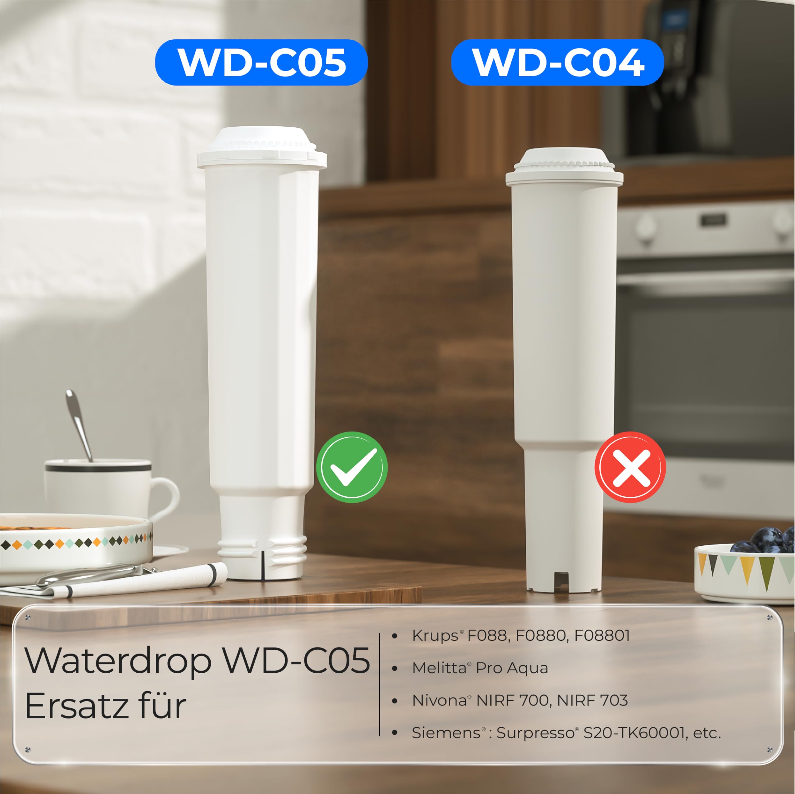 Waterdrop Kaffee Wasserfilter, Ersatz für Nivona® Wasserfilterpatrone, Melitta® Filterpatrone, Krups® F088, Kompatibel mit Krups® EA829S, Jura®, Melitta® Barista TS und Mehr, TÜV SÜD Zertifiziert (10)