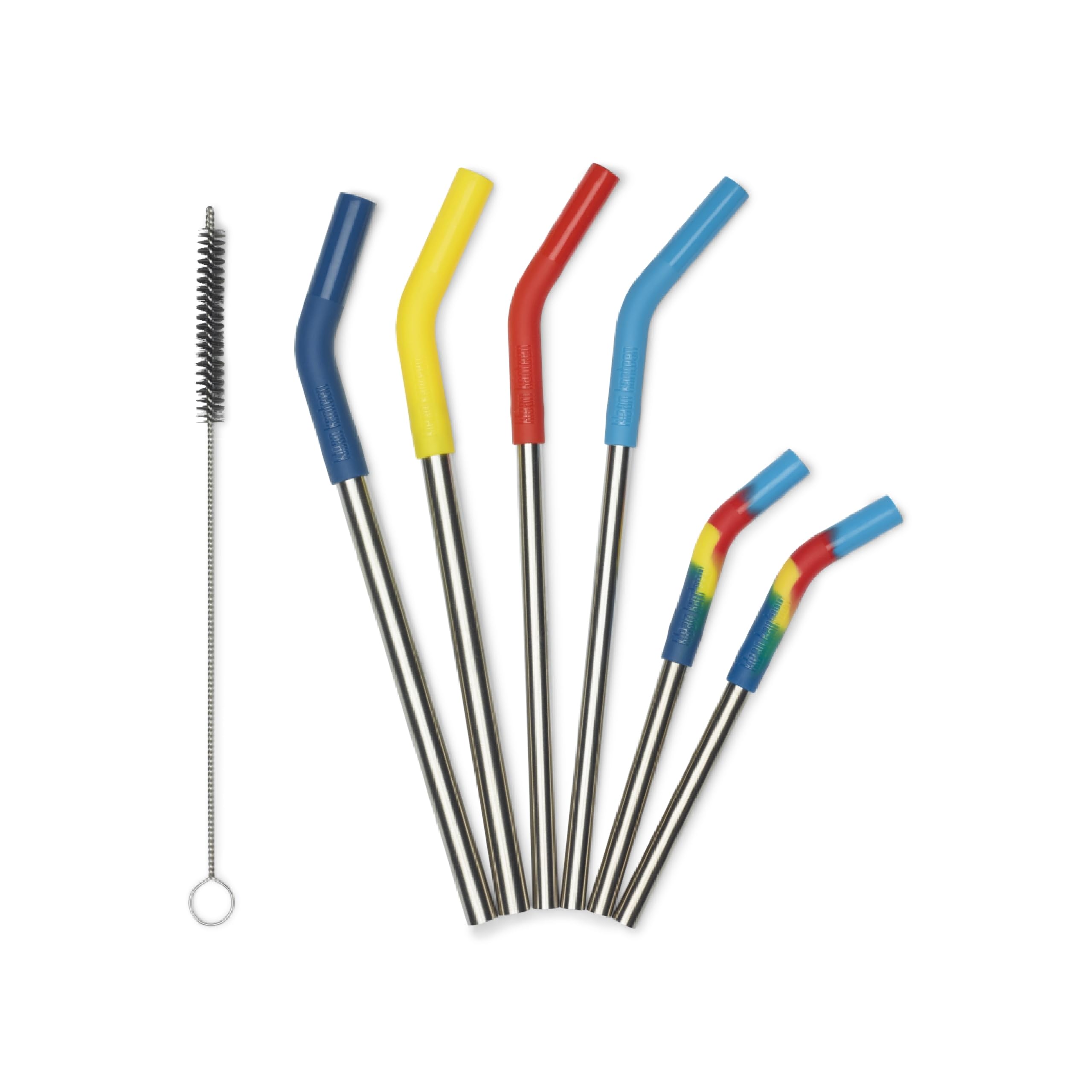 Klean KanteenShort Recycled Stainless Steel Straw Set - Food Grade Silicone - With Straw Cleaner Brush - 6 Pack Short Straws, Multicolor
