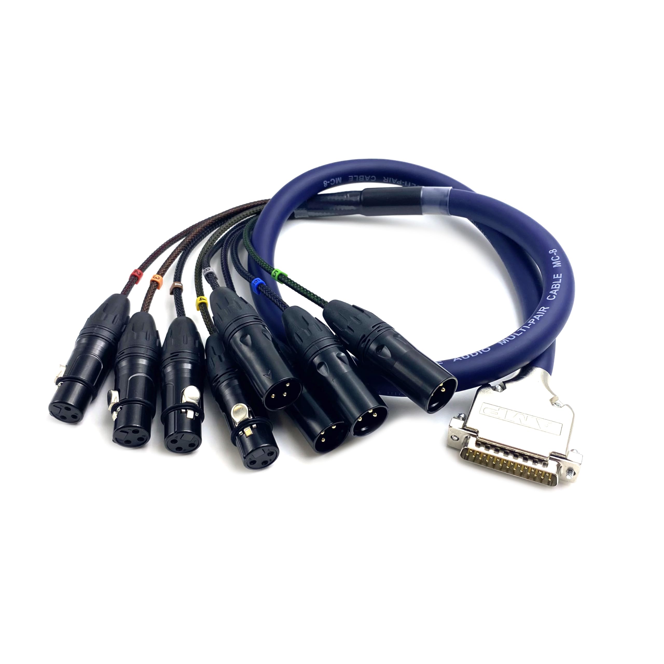 Cavo a serpente bilanciato da DB25 maschio a 8 canali XLR a 3 pin, 4 femmina e 4 maschi, da DB25 a XLR, cavo a serpente per interfaccia modulare, altamente schermato, audio analogico, cavo in