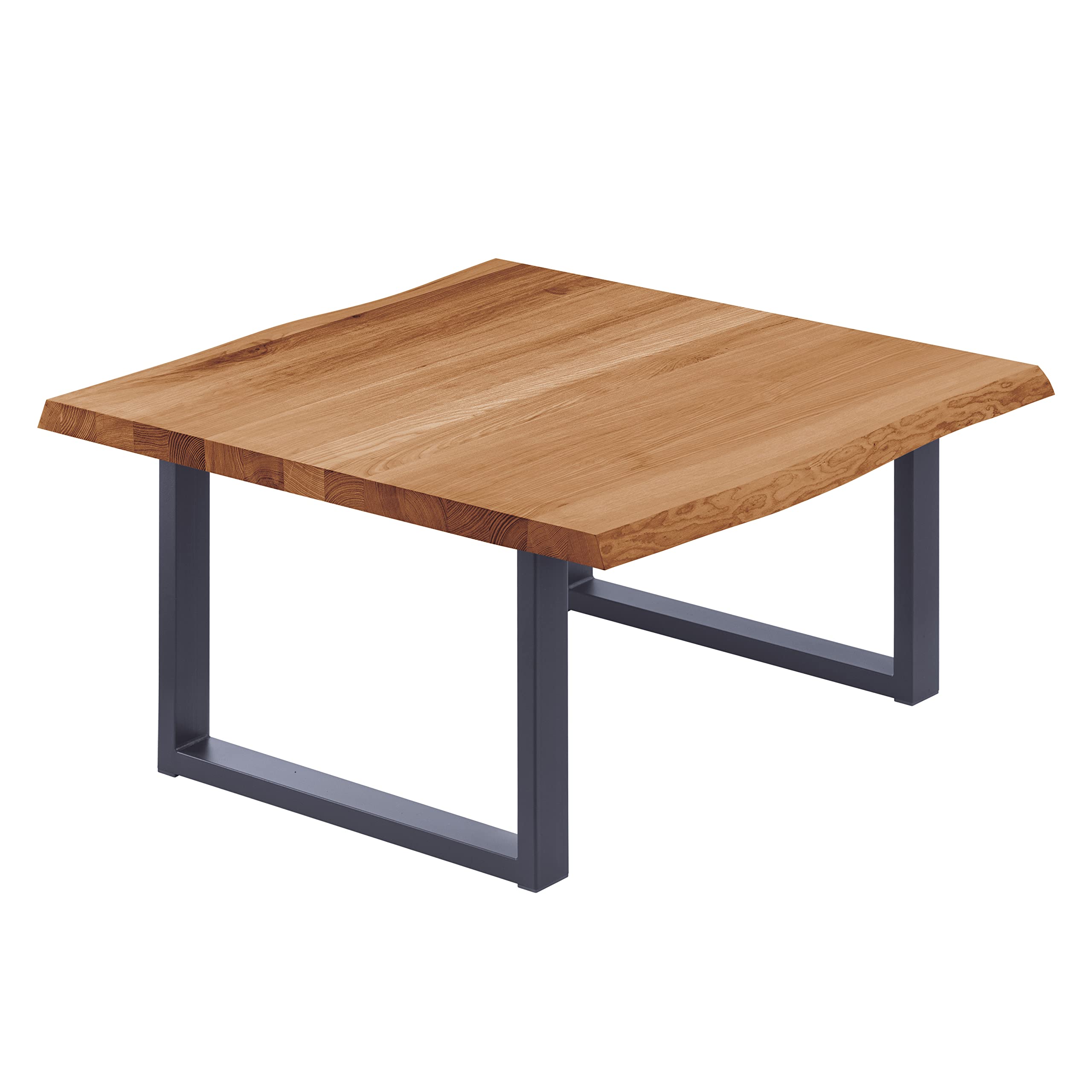 LAMO Manufaktur Mesa de café, Mesa de Centro, Mesa de Madera, Mesa de salón 60x60x47 cm (Largo x Ancho x Alto), Loft, Fresno Oscuro/Antracita, LKB-01-A- 004-7016L
