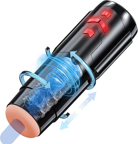 Masturbadores masculinos de juguete sexual juguetes automáticos para adultos con rotación y empuje manos libres bolsillo coño Stroker con funda de