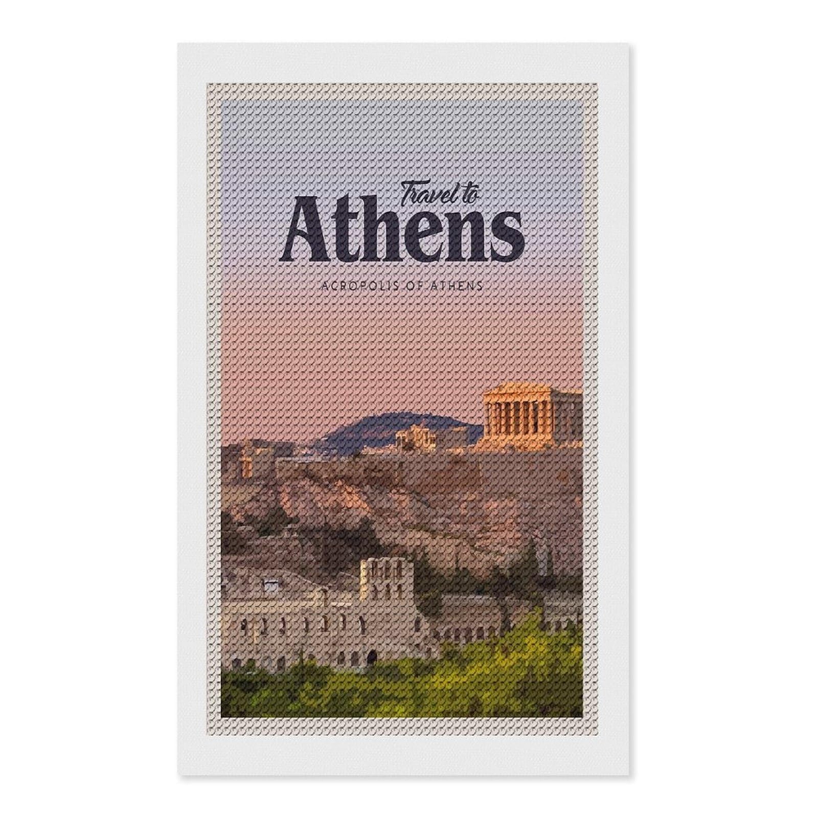 Junmoney Athens(4) Diamond Painting Kit 12"x20", Thoughtful Handmade Gift, for Creative Relaxation, Printed Canvas, Cosy Home Accent